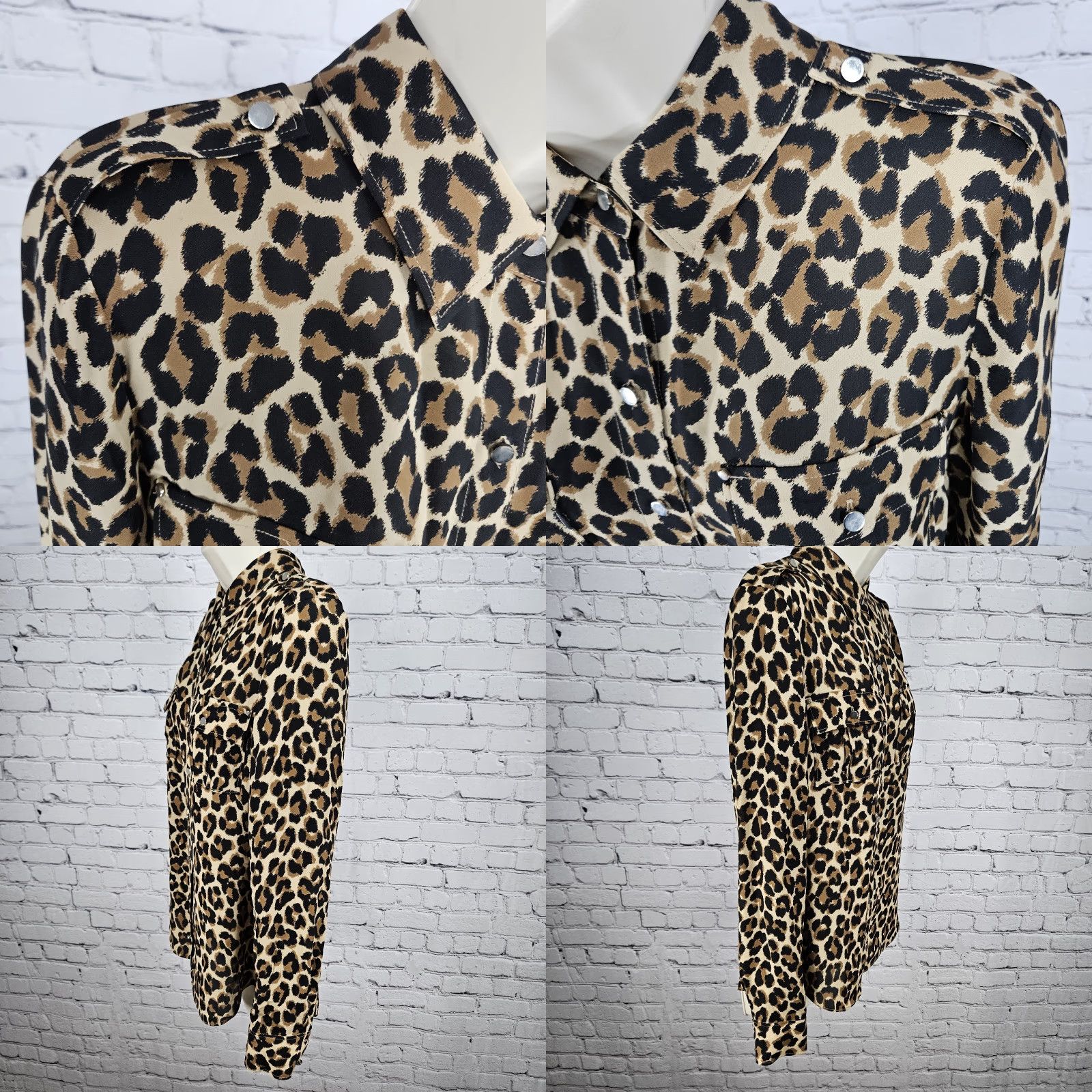 White House Black Market **Brown Leopard 100% Silk Button Up Blouse Shirt Top Size 6** User: **White House Black Market Brown Leopard 100% Silk Button-Up Blouse Size 6** Size M / US 6-8 / IT 42-44 - 9 Thumbnail