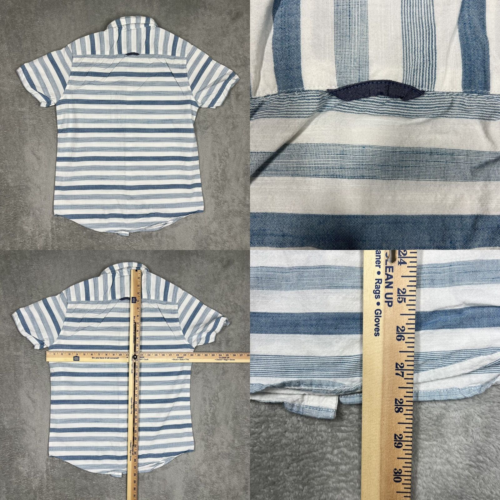 Denime DENIM & FLOWER Shirt Button-Up Denim Striped Multicolor Men Medium Shirt Button-Up Collared Short Sleeve Regular Mens Size US M / EU 48-50 / 2 - 8 Thumbnail