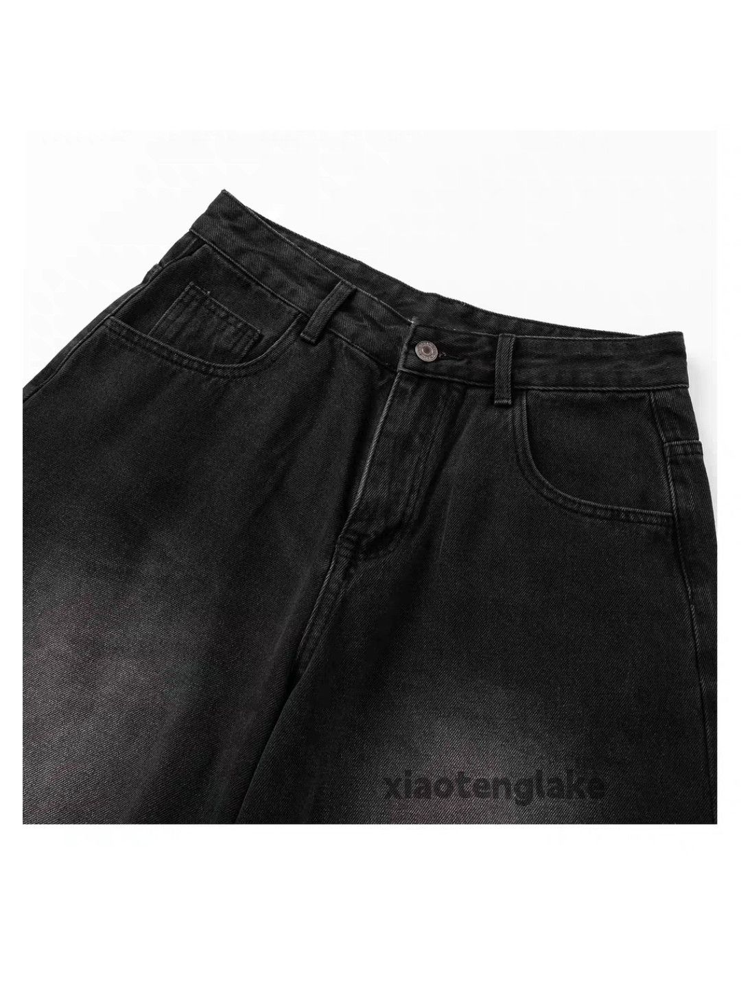 Designer Unisex washed faded loose baggy skate workwear shorts Size US 31 - 4 Thumbnail