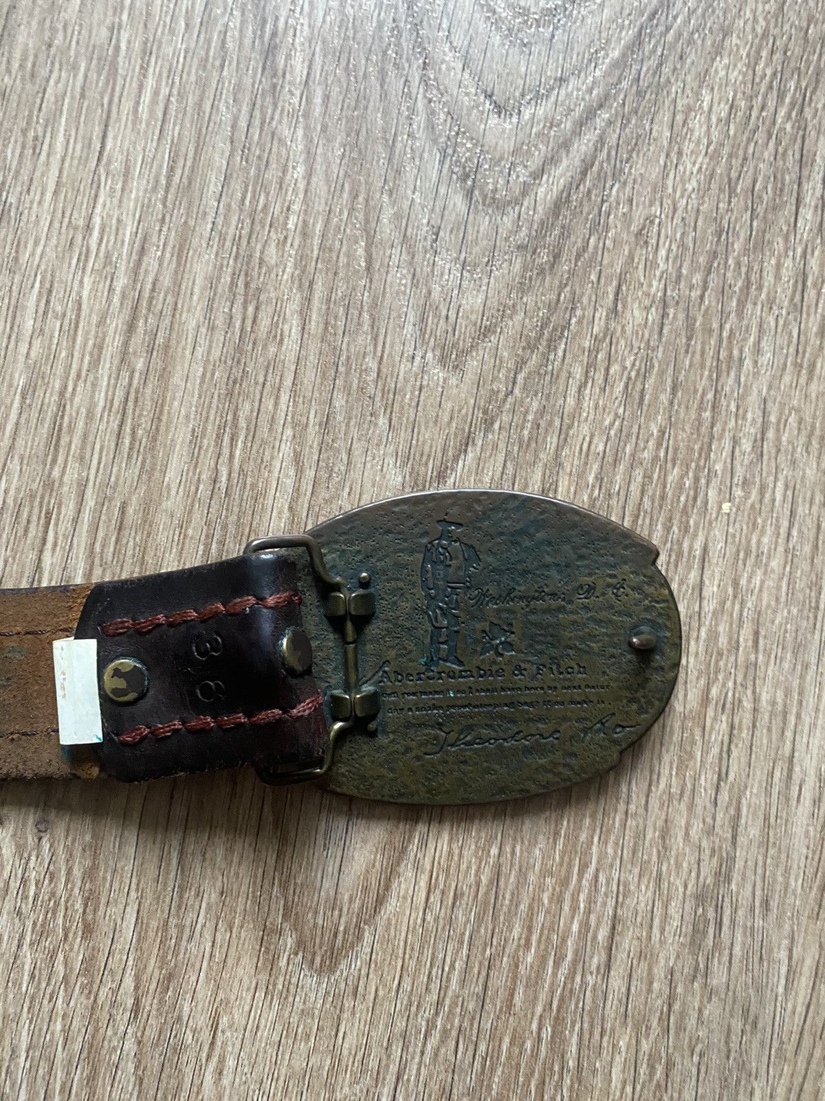 Abercrombie & Fitch × Vintage Vintage Abecrombie fich Y2K Brown Leather fur Belt Size ONE SIZE - 6 Thumbnail