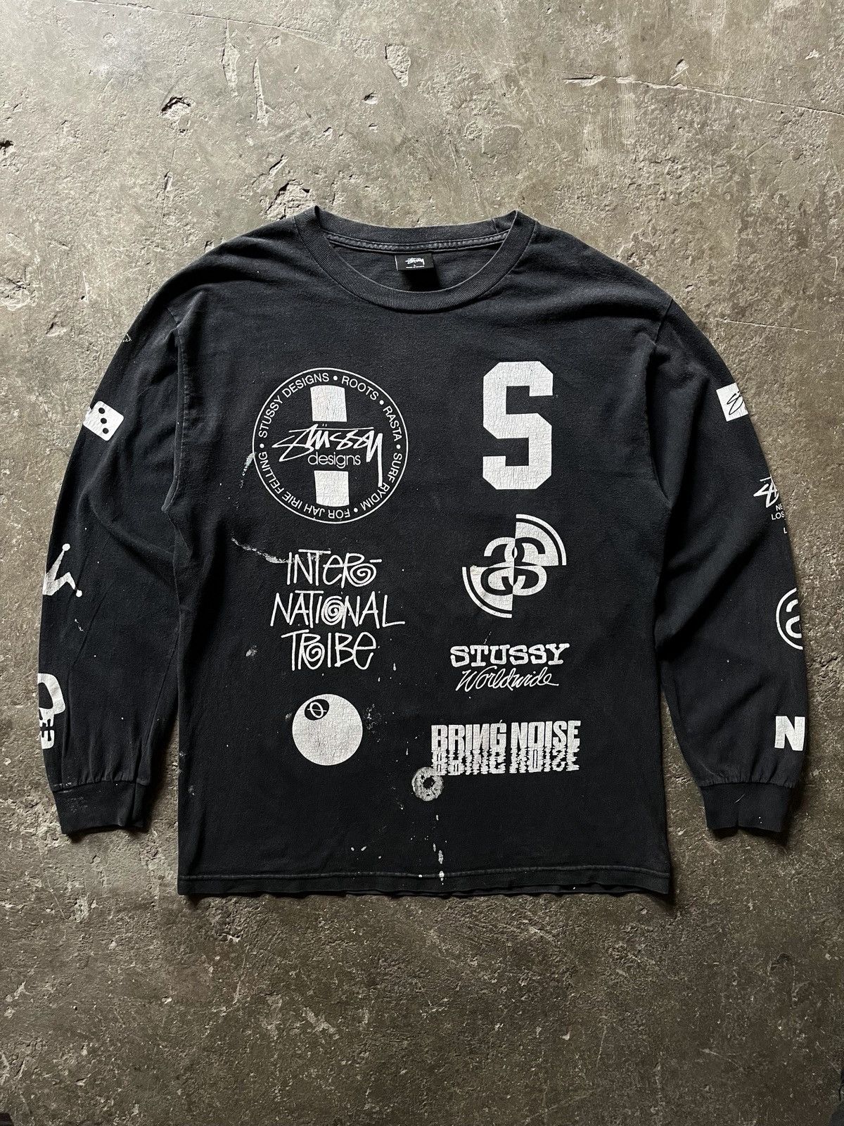 Stussy Stussy painted Worldwide tribe long sleeve tee Size US L / EU 52-54 / 3 - 1 Thumbnail