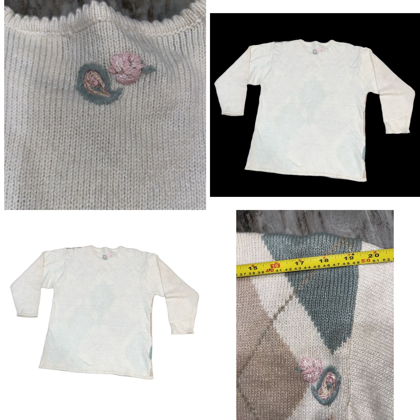 Jantzen VTG Hand Embroidered Jantzen Classics Floral Sweater Cottage Granny Core Sz L Size L / US 10 / IT 46 - 9 Thumbnail