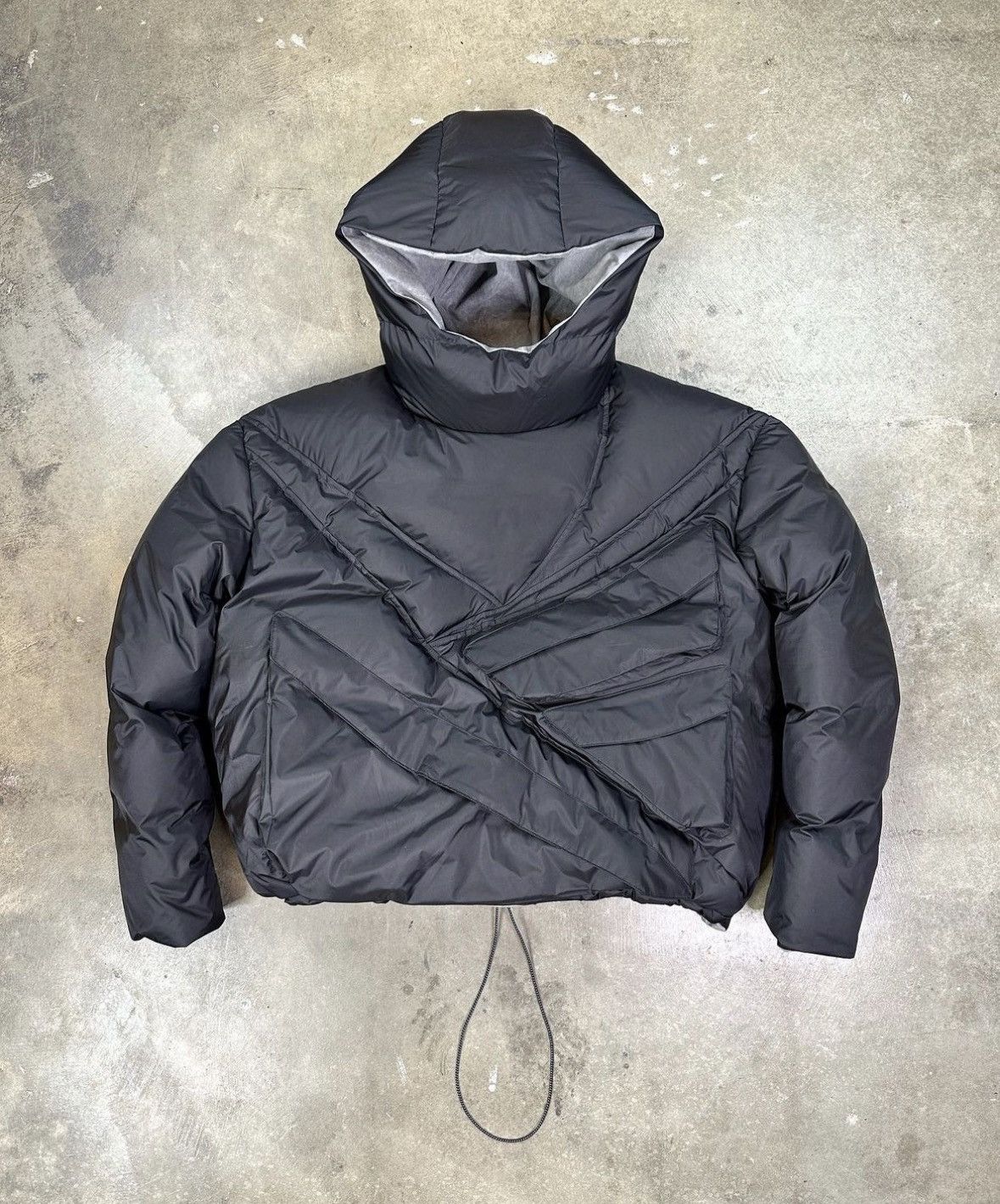 image of Rich Usi Reversible Puffer Hoodie in Grey, Men's (Size Medium)