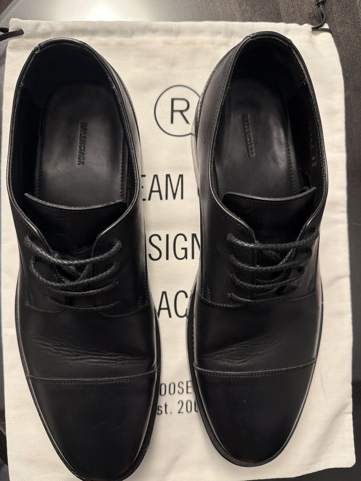 Balenciaga Balenciaga Logo Derby Dress Shoes Black Leather Size 10 Size US 9 / EU 42 - 4 Thumbnail
