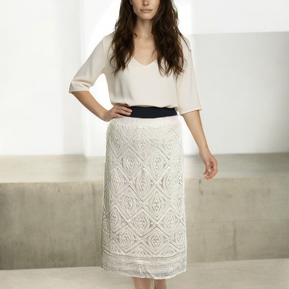 Other Ultra Pink Women’s Crochet Beige Maxi Skirt size Large Size 30" / US 8 / IT 44 - 1 Thumbnail