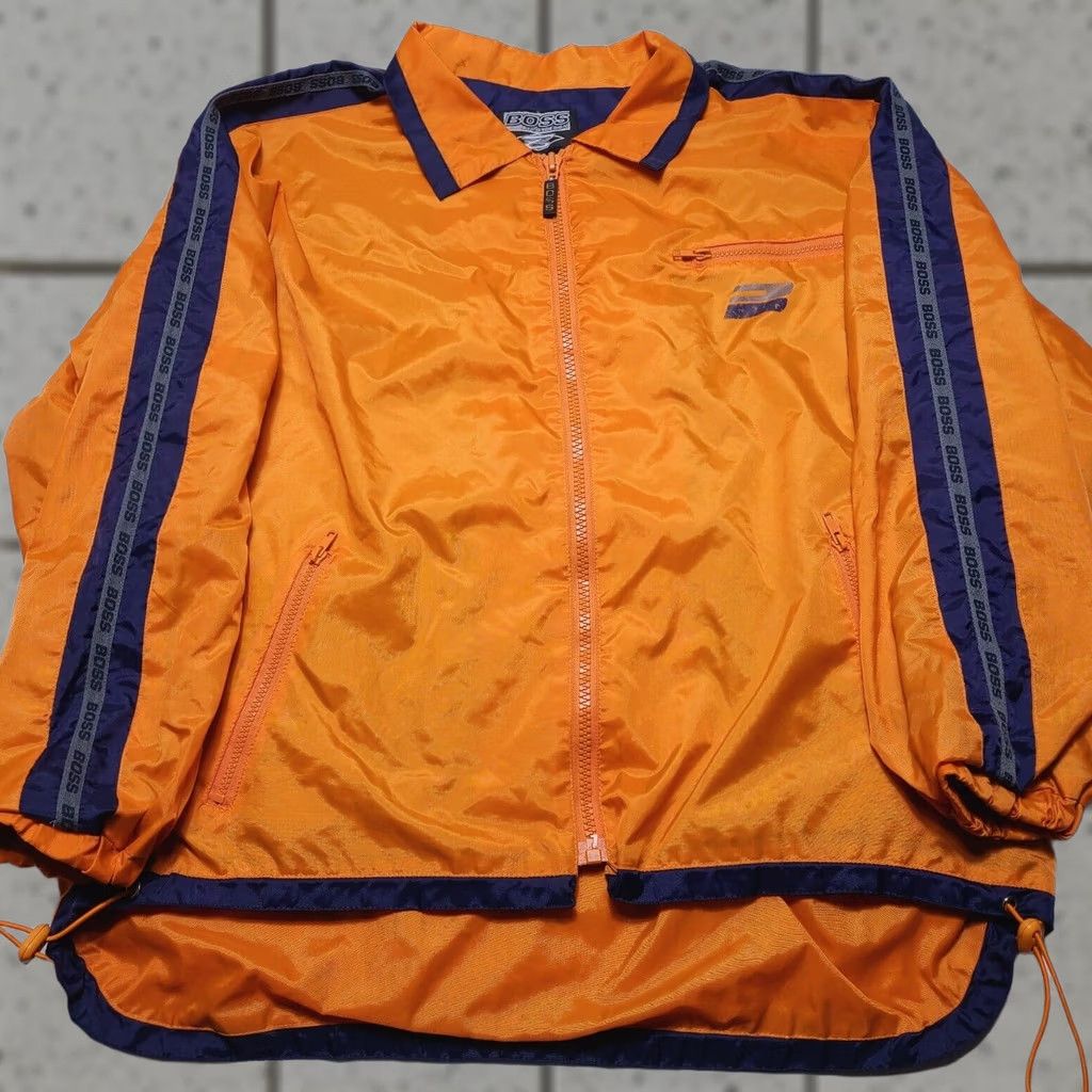 Vintage VINTAGE Boss by IG Design Windbreaker Jacket Lined Hip Hop Men's Medium Orange Size US M / EU 48-50 / 2 - 1 Thumbnail