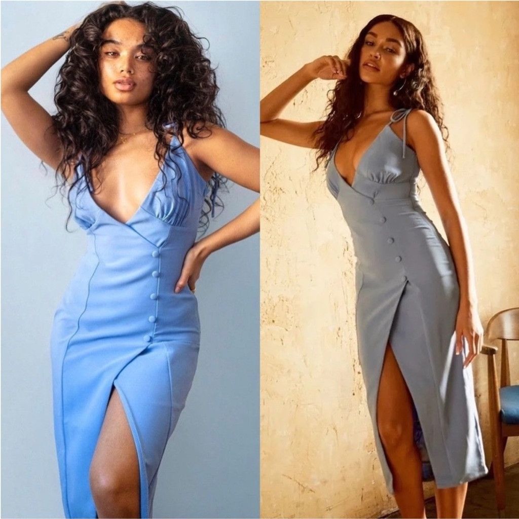Camila Coelho Camila Coelho Aaliyah Midi Dress in Periwinkle Blue, Size: S Size XS / US 0-2 / IT 36-38 - 4 Thumbnail
