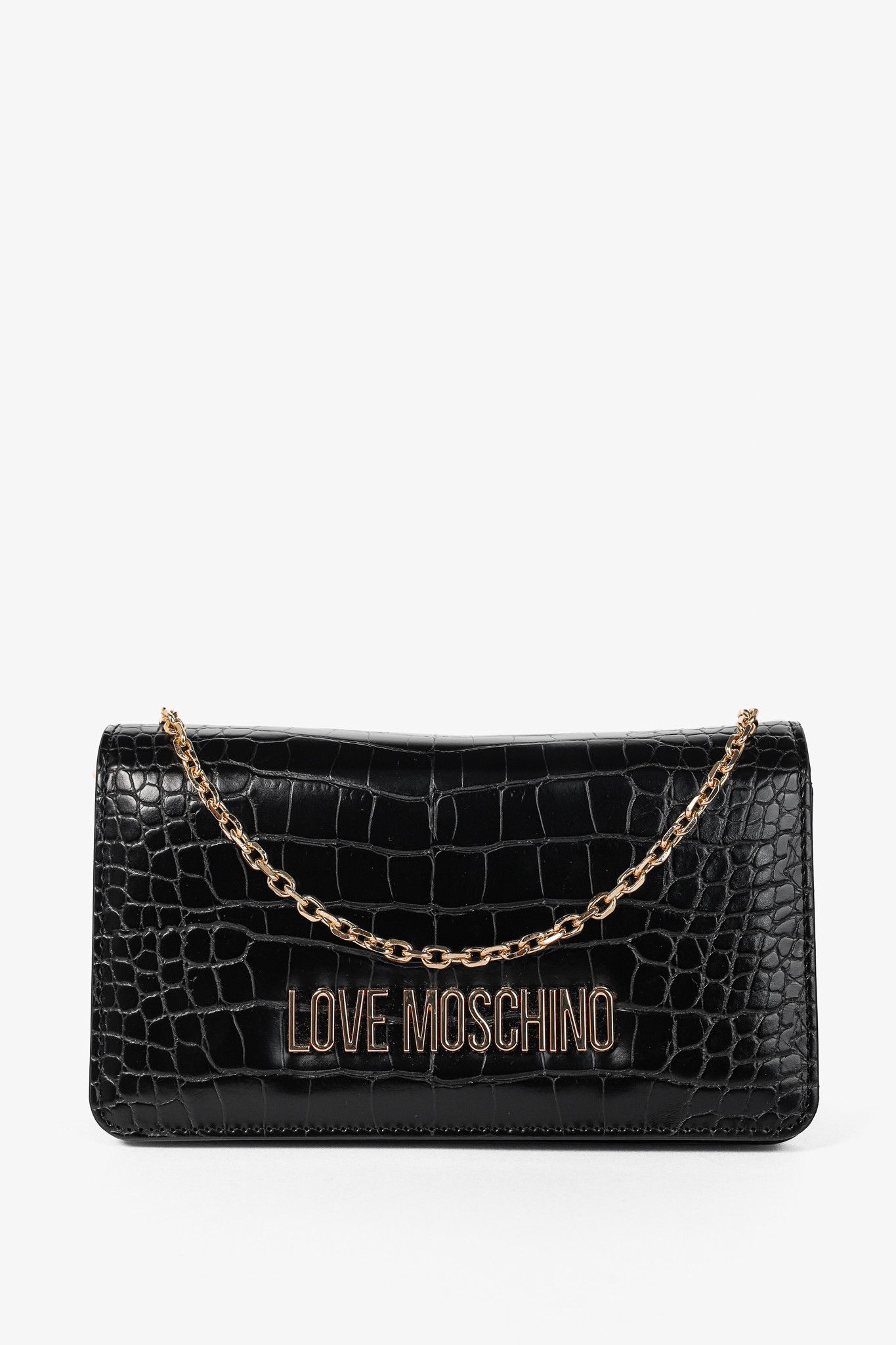 Love Moschino Love Moschino Nero PU Croco Flap Crossbody Bag Size ONE SIZE - 1 Thumbnail