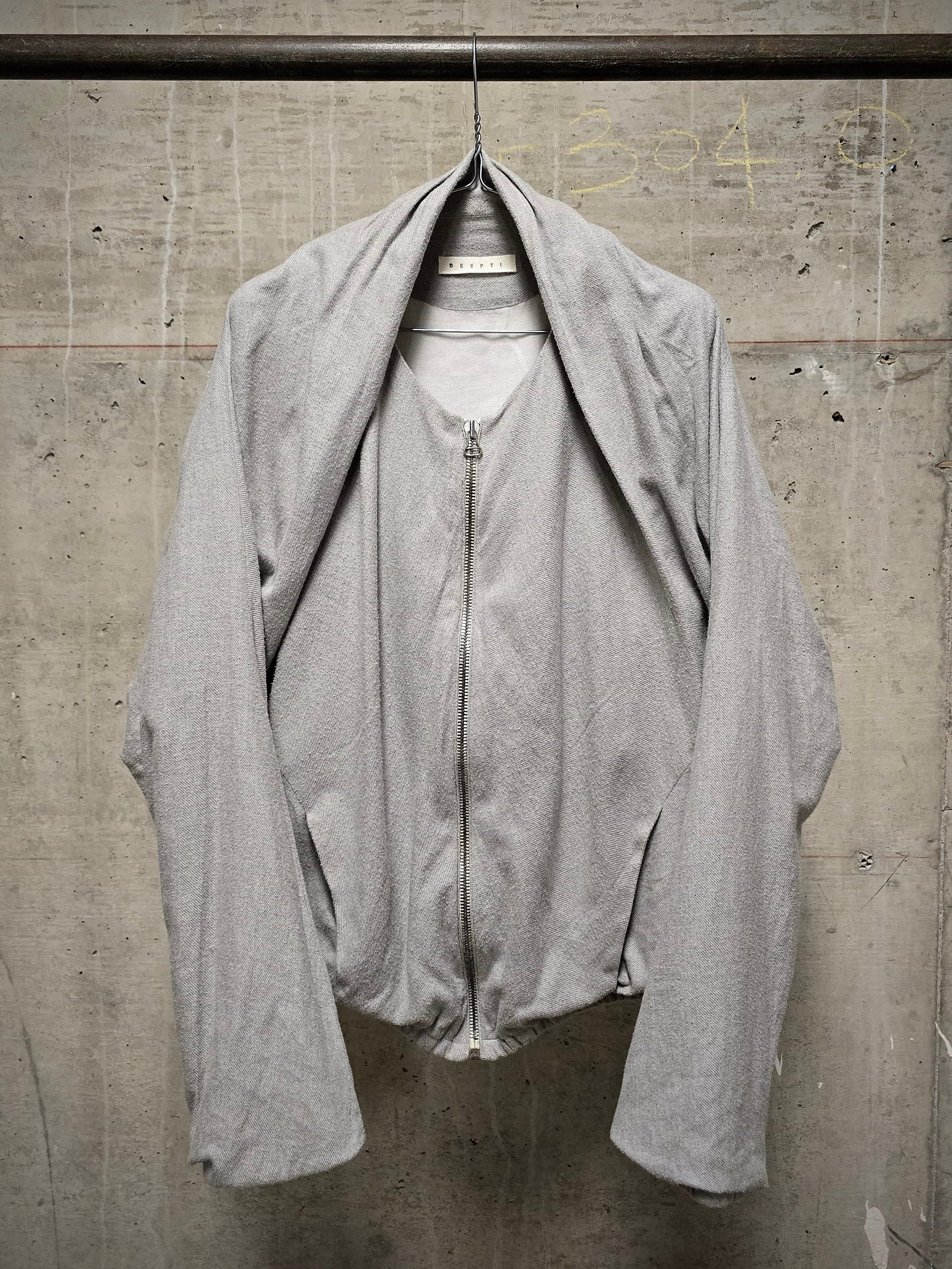 Deepti Deepti Light Grey Cotton Cocoon Bomber Jacket Size M / US 6-8 / IT 42-44 - 1 Thumbnail