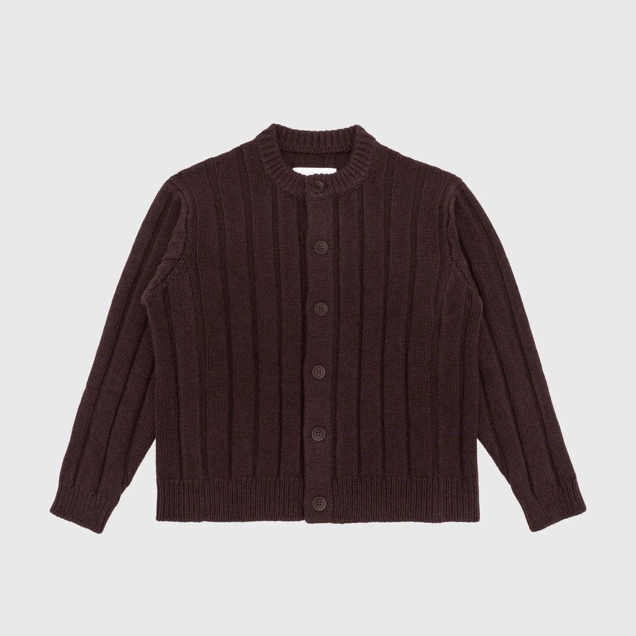 image of And Austin Wool Cashmere Wide Rib Cardigan in Wine, Men's (Size Large)