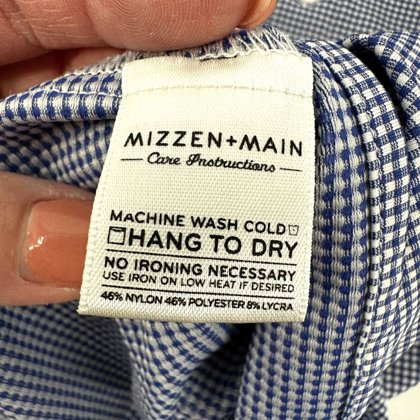 Mizzen+Main Mizzen+Main Spinnaker Shirt Gingham Trim Fit Navy White Button-Up Long Sleeve Mens XL Size US XL / EU 56 / 4 - 3 Thumbnail