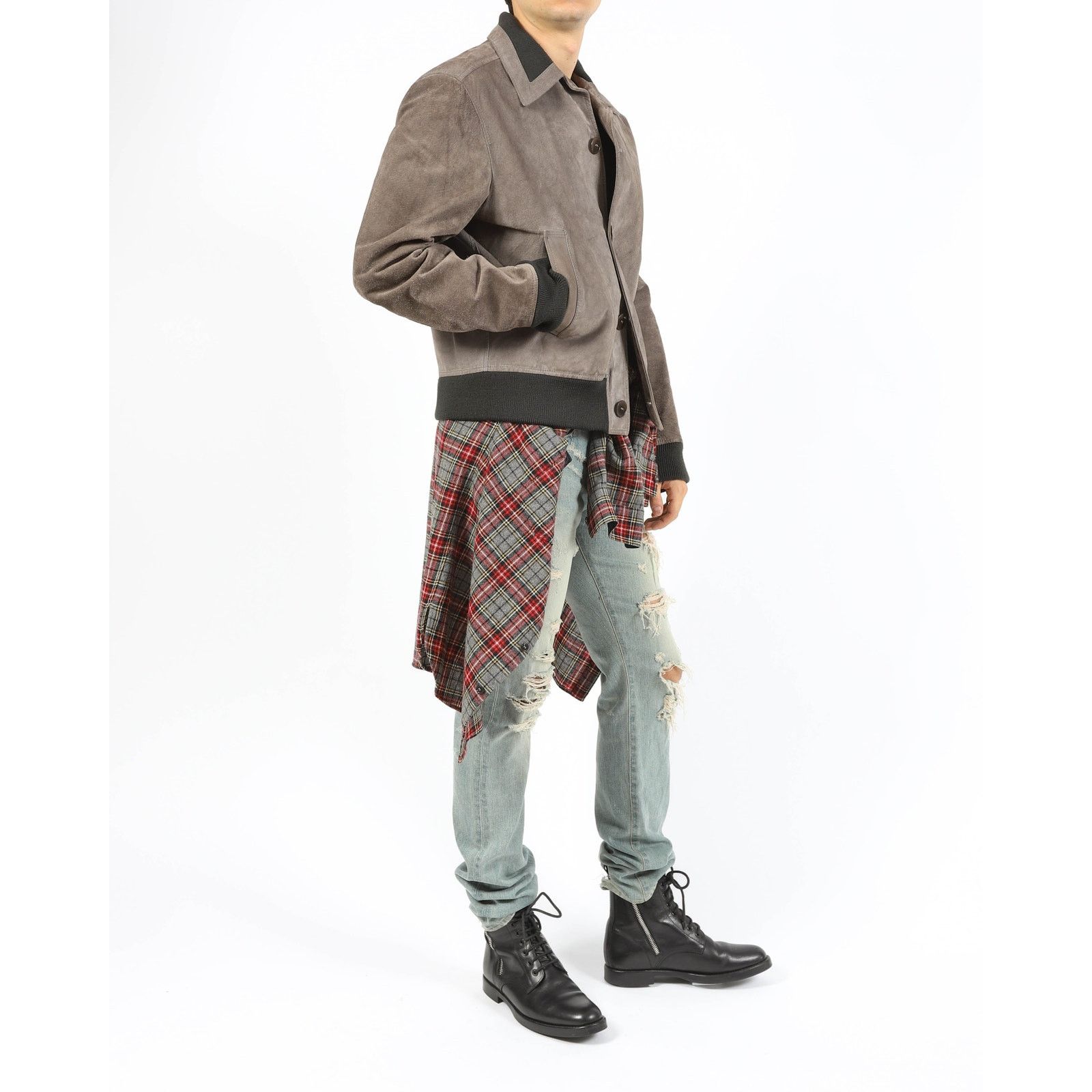 Maison Margiela FW03 Contrast Collar Bomber in Grey Suede Size US L / EU 52-54 / 3 - 4 Thumbnail