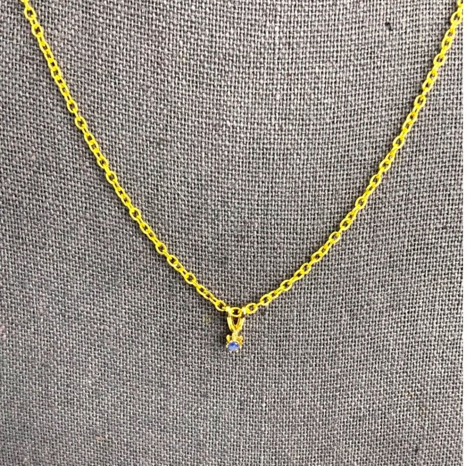 Other Delicate Gold Tone Blue Stone Charm Necklace Size ONE SIZE - 2 Thumbnail