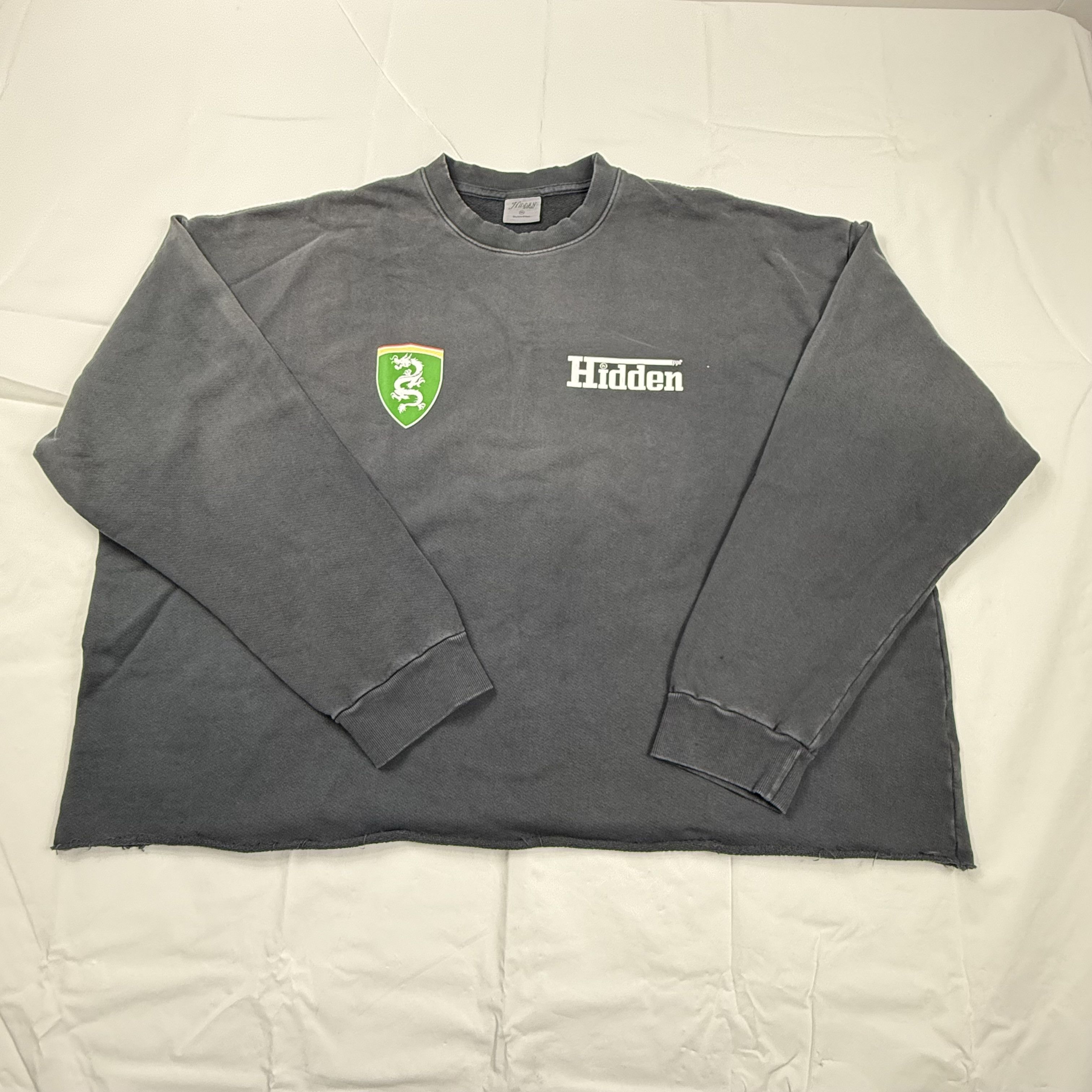HIDDEN Hidden NY Dragon Shield Logo Faded Black Cropped Raw Hem Size US XXL / EU 58 / 5 - 2 Thumbnail