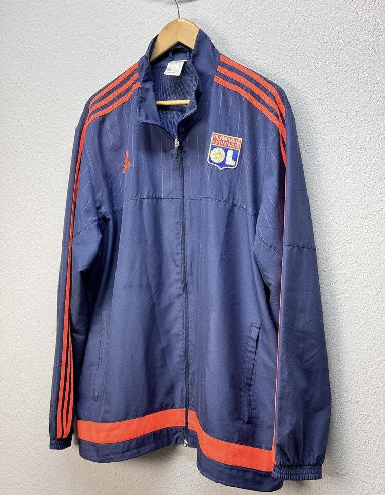 Adidas × Vintage Adidas Olympique Lyon Zip Sweatshirt Jersey Soccer 2015 Size US XL / EU 56 / 4 - 2 Thumbnail