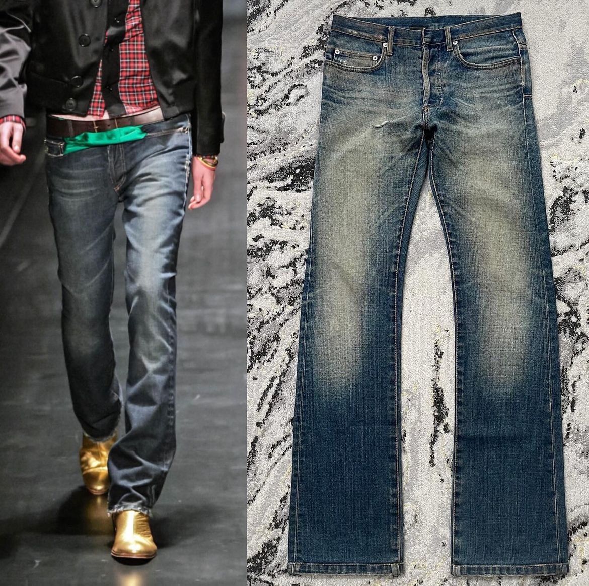 image of Dior Homme Aw05 “In The Morning” Rust Flared Denim in Blue, Men's (Size 28)