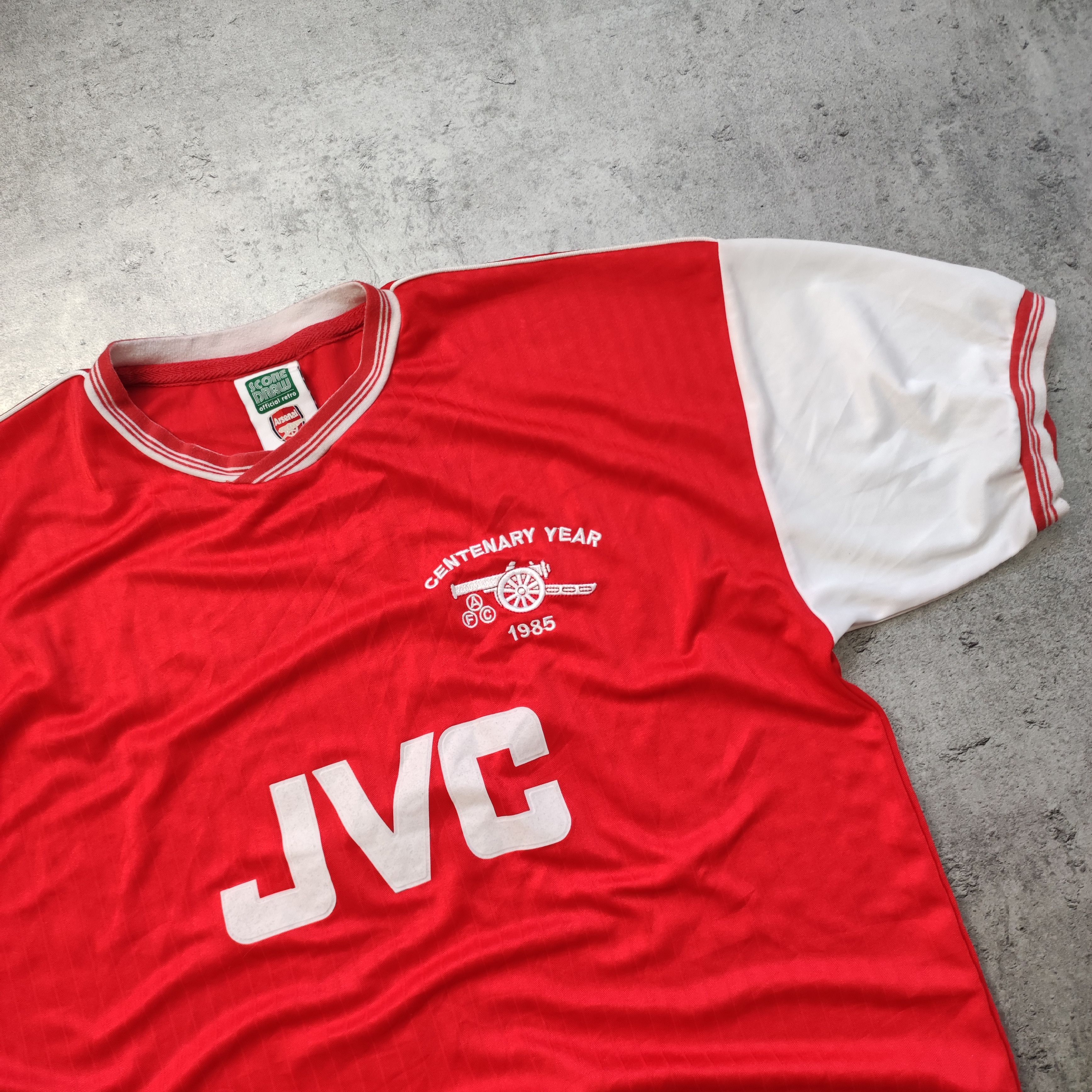 Vintage Vintage 1985 Arsenal London Score Draw Football Jersey Size US L / EU 52-54 / 3 - 4 Thumbnail