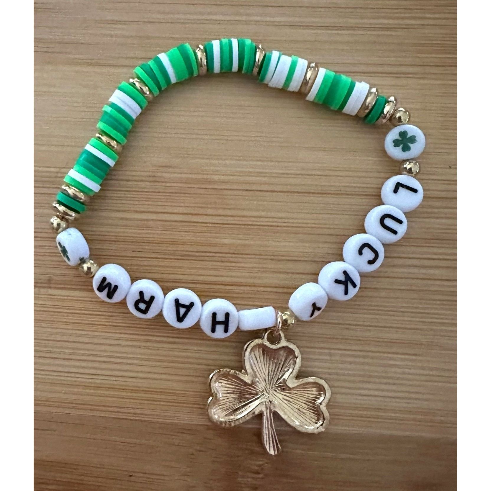 Handmade St Patricks Day Bracelet New Beaded Shamrock Lucky Charm New Size ONE SIZE - 12 Thumbnail