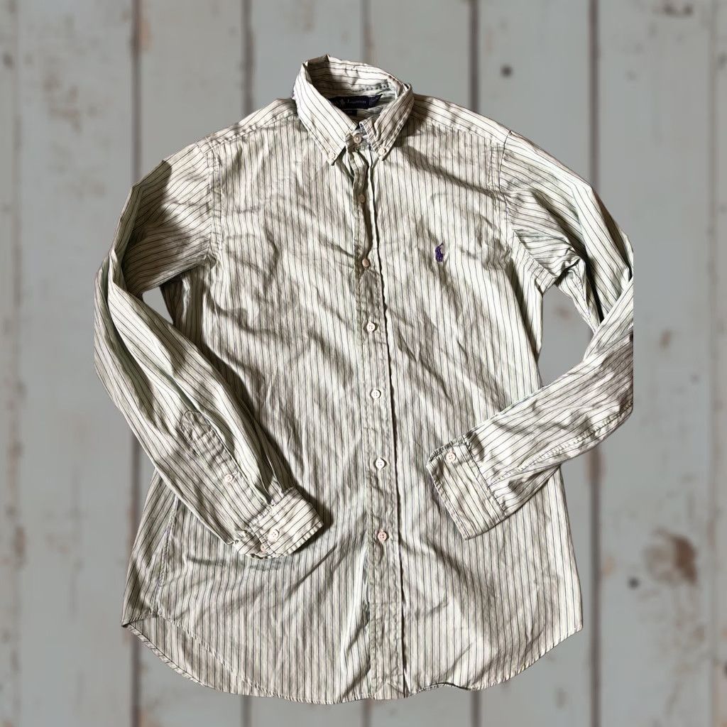 Ralph Lauren Ralph Lauren Men's Classic Fit Oxford Button-down Shirt 15 Green Striped Collar Button-Down Long Sleeve Size US M / EU 48-50 / 2 - 1 Thumbnail