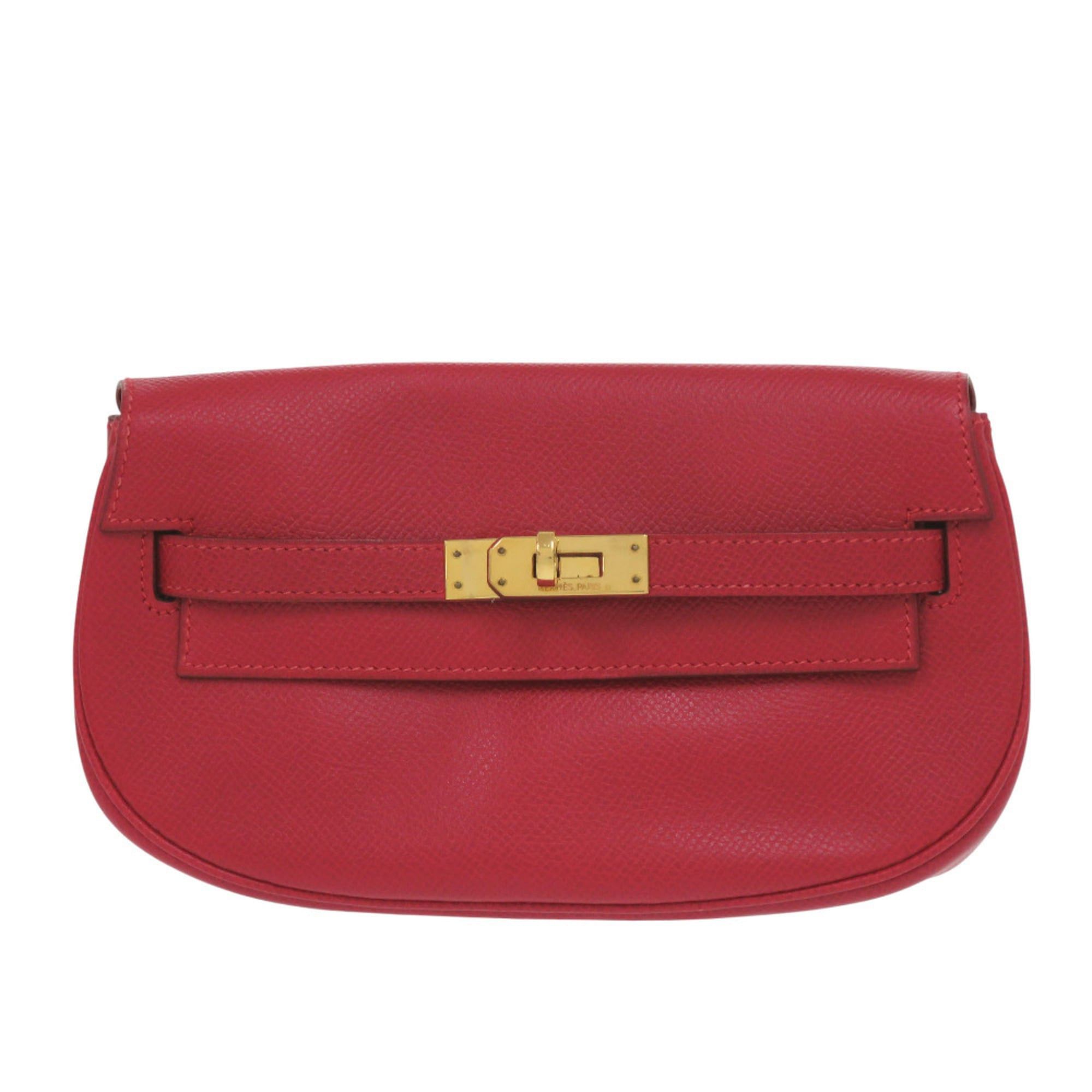 Hermes Excellent condition Hermès Banana Kelly Couchbel Rouge vif clutch bag in red with gold hardware and a 〇U stamp. Item number 1465. Size ONE SIZE - 1 Thumbnail