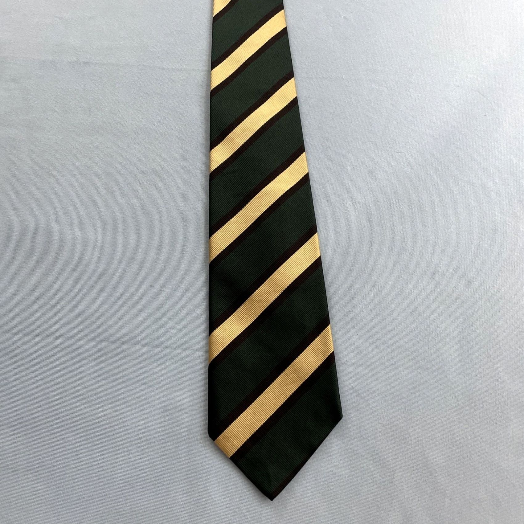 Club Room VINTAGE Club Room Tie Shirt Mens 3.5x57 Green Black Cream Repp Stripe 100% Silk USA Necktie Size ONE SIZE - 7 Thumbnail