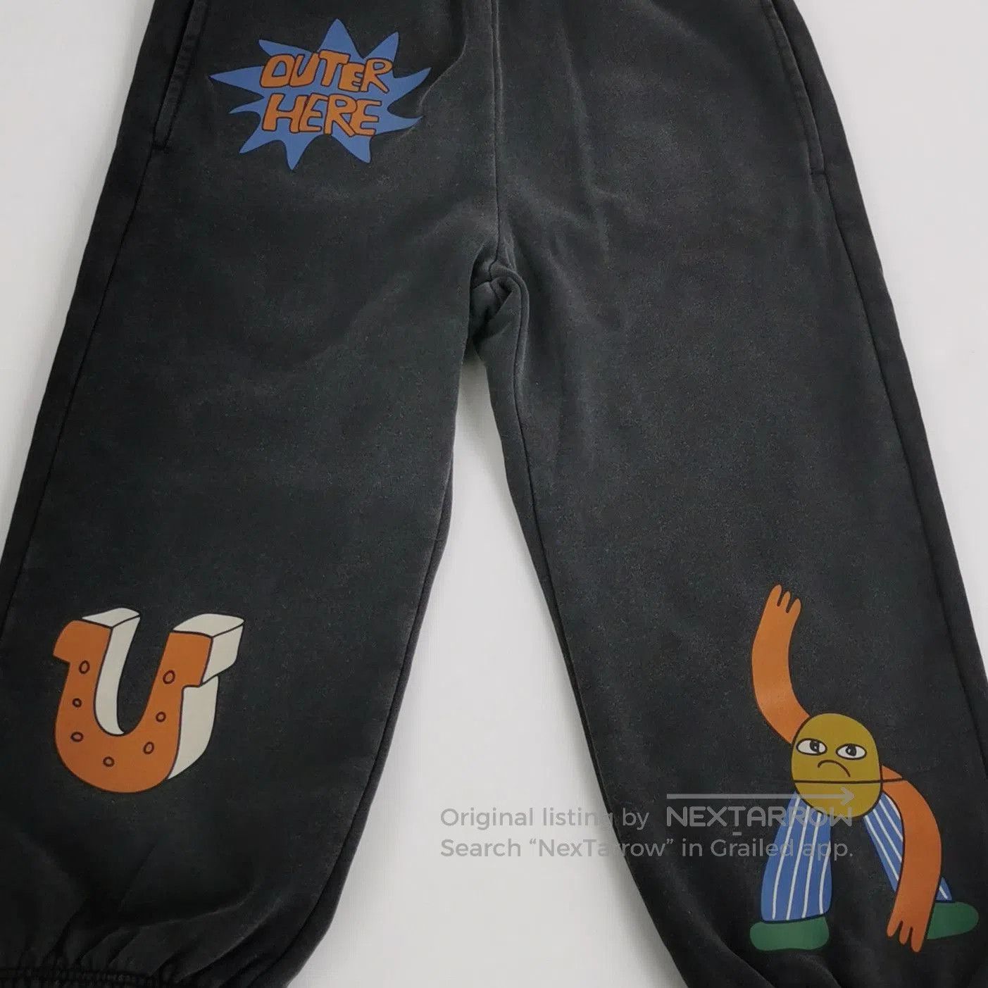 Vintage Black Graphic-Print Cotton Sweatpants XS. Size US 26 / EU 42 - 3 Thumbnail