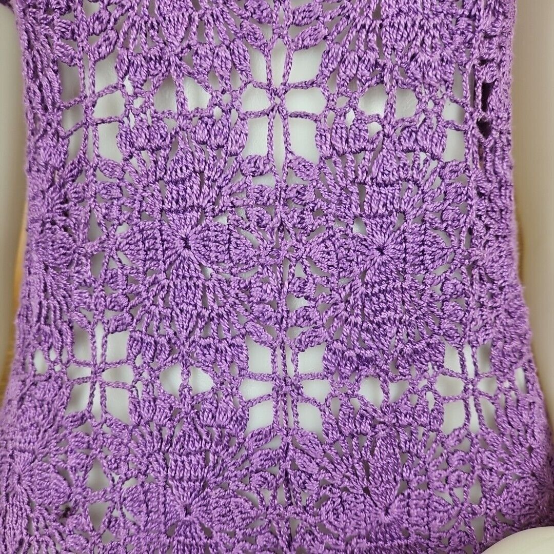 Other Handmade Crochet Dress Womens S/M Purple Boho Tunic Beach Co Size S / US 4 / IT 40 - 6 Thumbnail