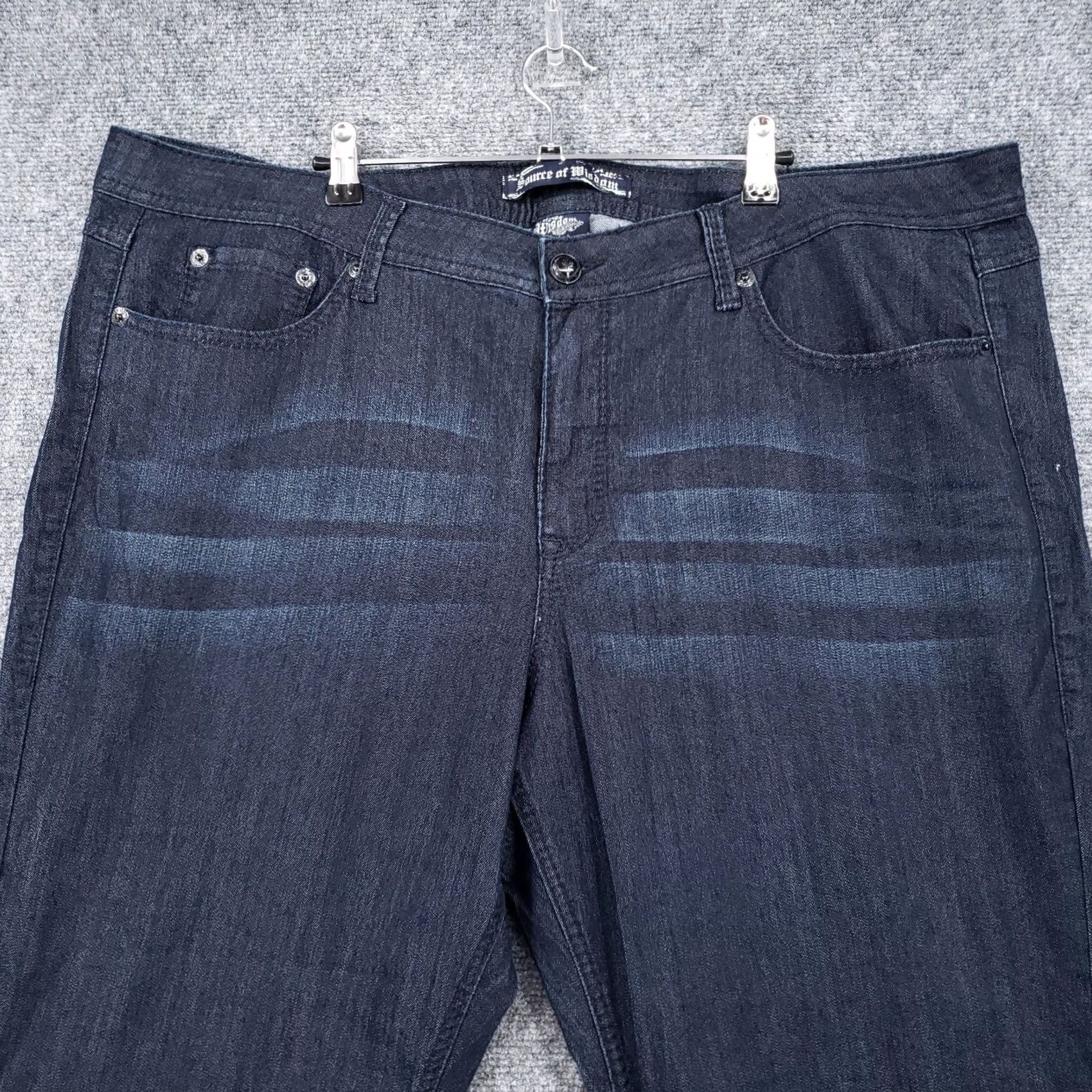 Vintage Source Of Wisdom Jeans Womens Plus Size 26 Blue Boot Cut High Rise Dark Wash Stretch Size 26" / US 2 / IT 38 - 3 Thumbnail