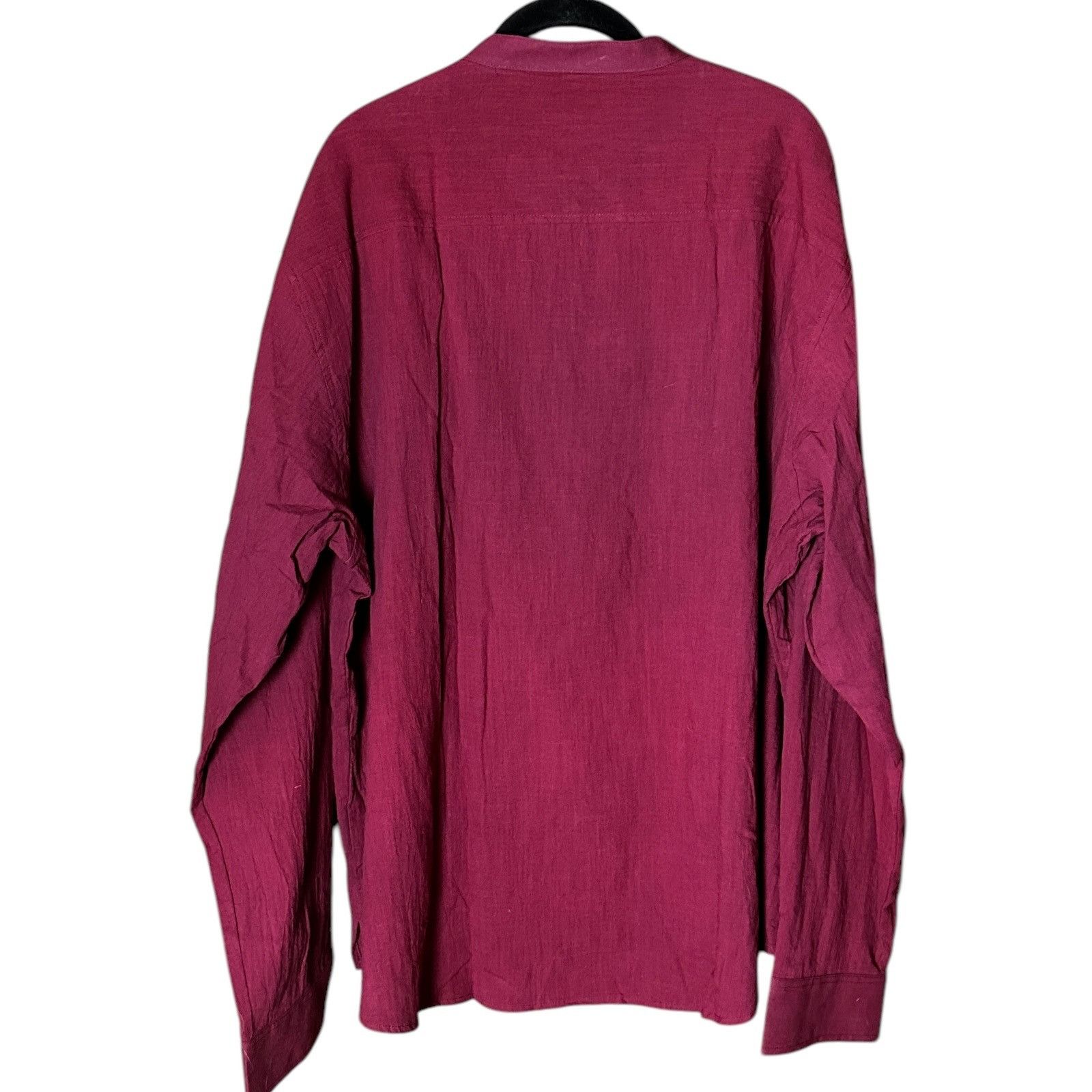Uru Mens Long Sleeve Burgundy Henley Shirt By URRU Mandarin Coll Size US L / EU 52-54 / 3 - 2 Thumbnail