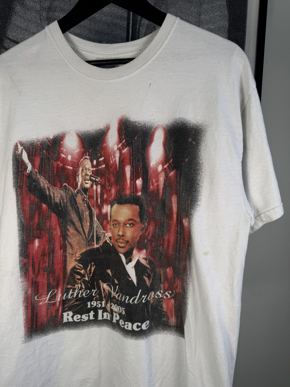 Vintage PERFECTLY FADED & WORN IN RIP LUTHER VANDROSS MEMORIAL SHIRT Size US L / EU 52-54 / 3 - 2 Thumbnail
