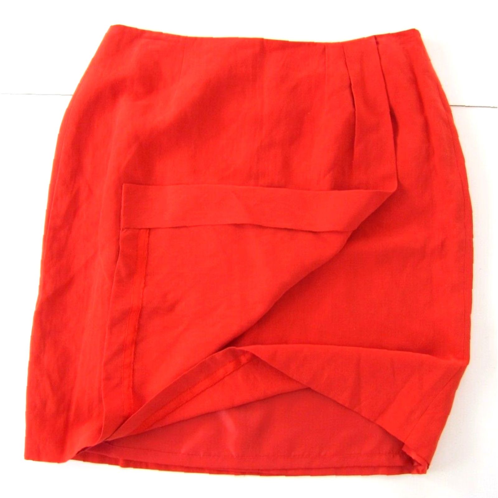 Vintage NWT Josephine Chaus Silk Linen Red Straight Pencil Wrap Skirt Women 12 Size 34" / US 12 / IT 48 - 3 Thumbnail
