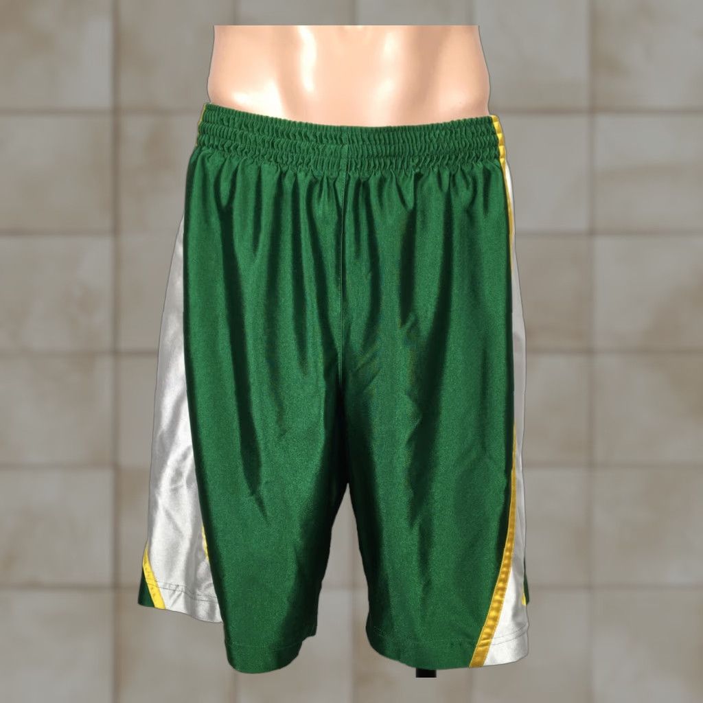 VINTAGE Nike BASKETBALL Green Yellow White Athletic Shorts Baylor L SHINY 90s Mens Shorts