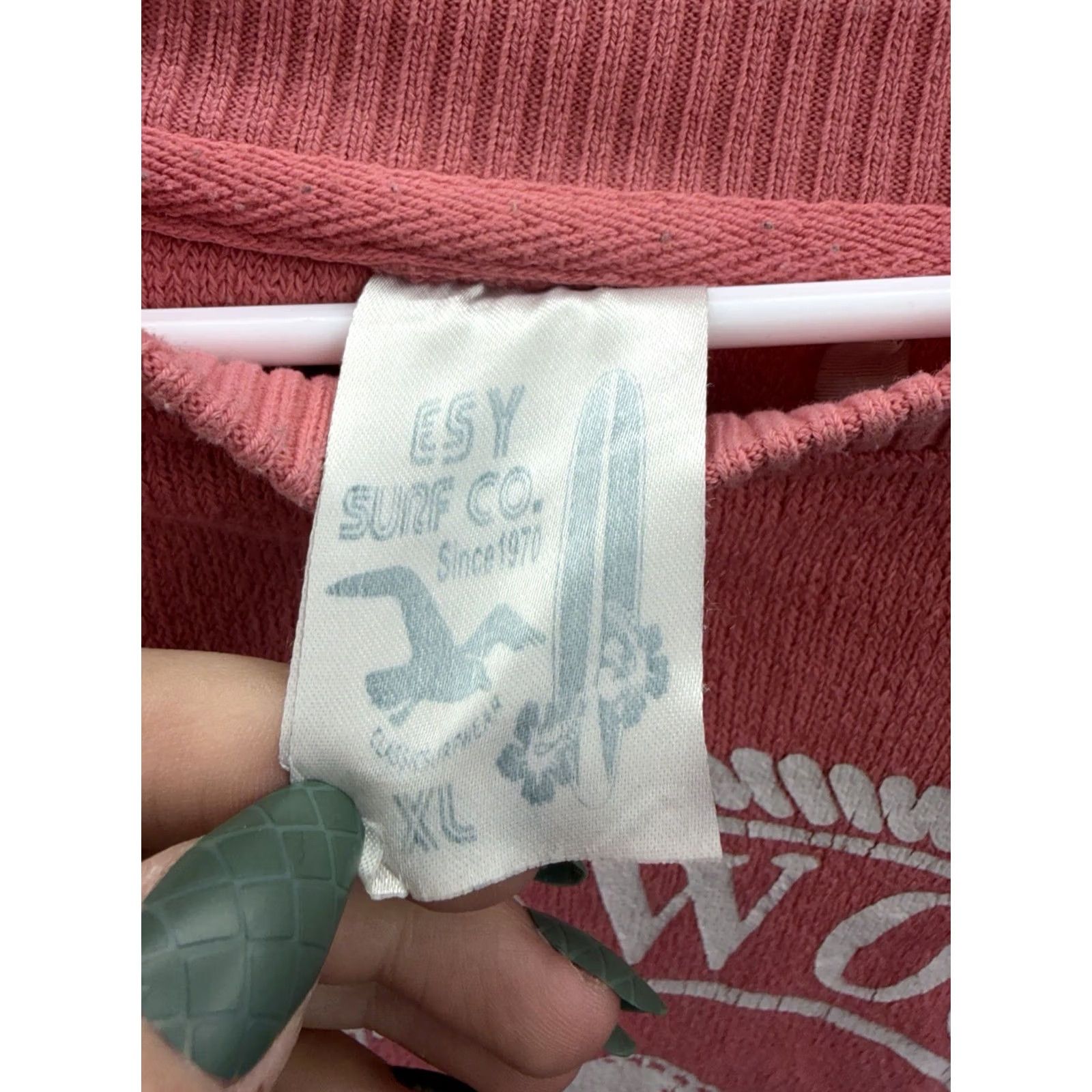 CO ESY Surf Co Sweatshirt Womens XL Pink Terry Crew Neck Pullover Beach Wildwood New Jersey Size XL / US 12-14 / IT 48-50 - 4 Thumbnail