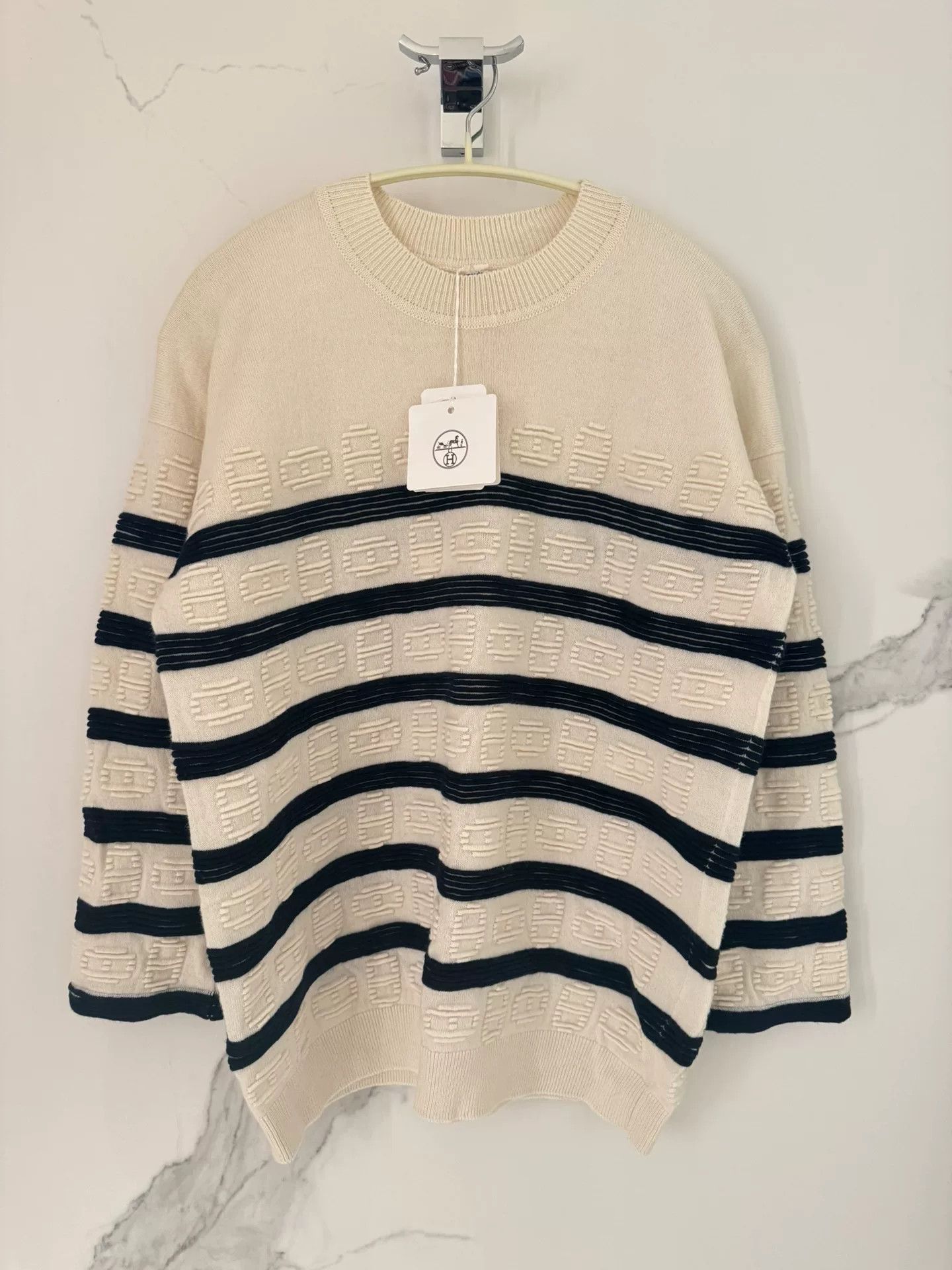 Hermes Hermes Blue Stripe Cashmere Sweater Size US S / EU 44-46 / 1 - 1 Thumbnail