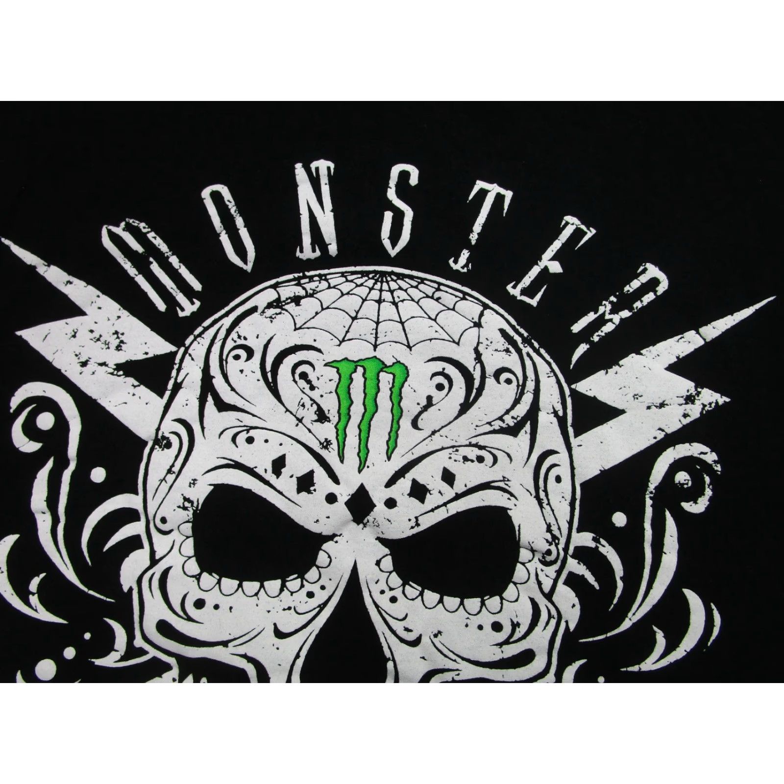 Vintage Monster Energy Shirt Mens Large Black Skull Lightning Graphic Horror Tee Size US L / EU 52-54 / 3 - 3 Thumbnail