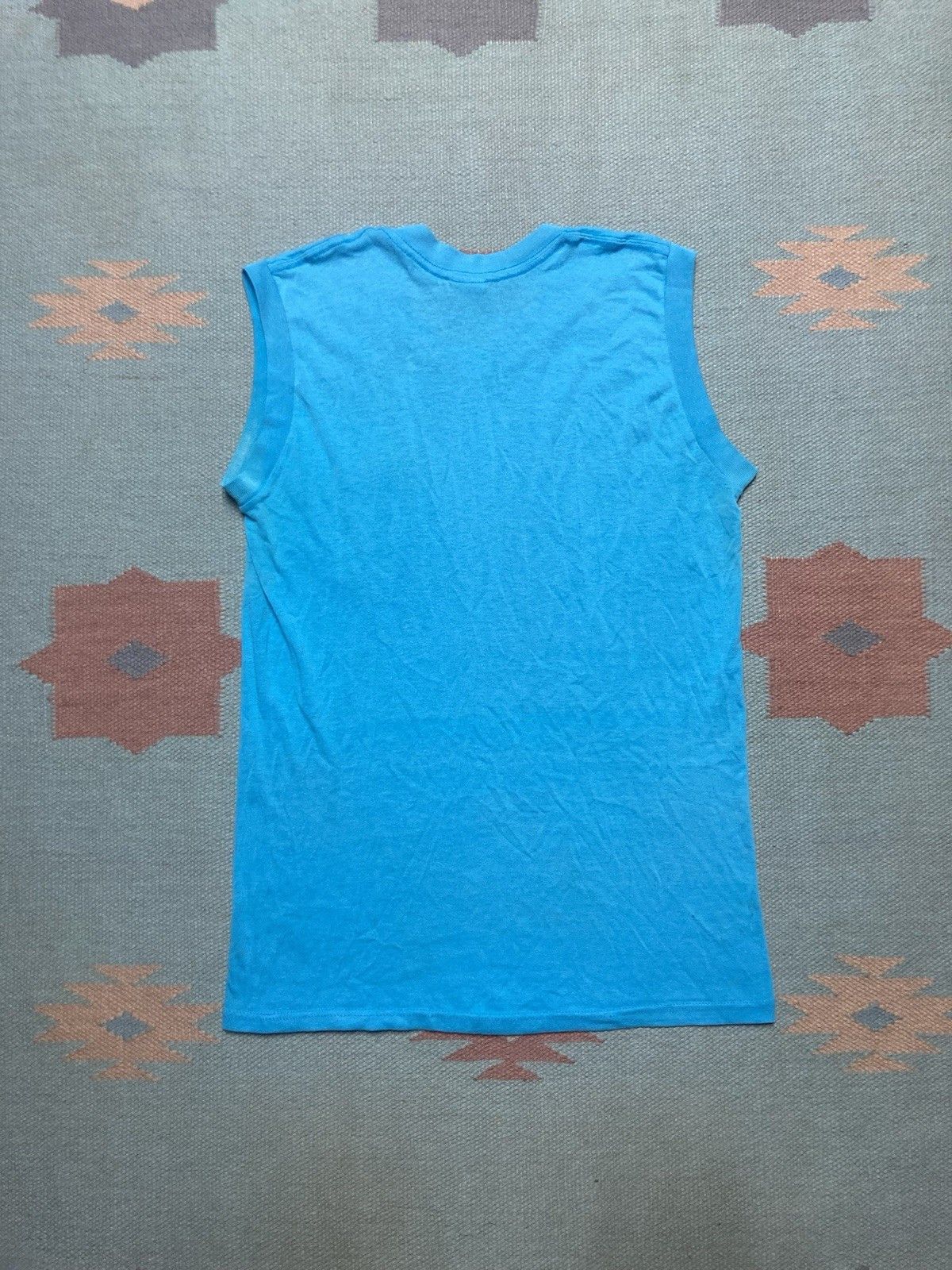 Vintage Vintage 80s pocket t shirt blank teal blue muscle soft M Size US M / EU 48-50 / 2 - 8 Thumbnail