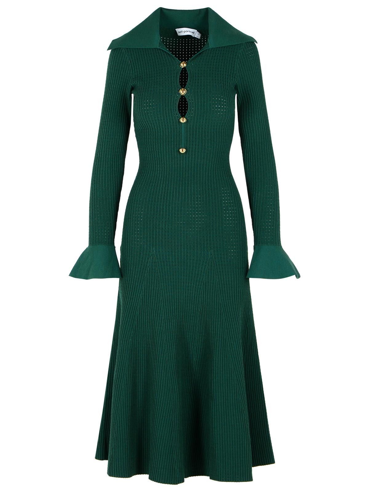 SELF PORTRAIT 'Keyhole' Dress In Green Viscose Blend