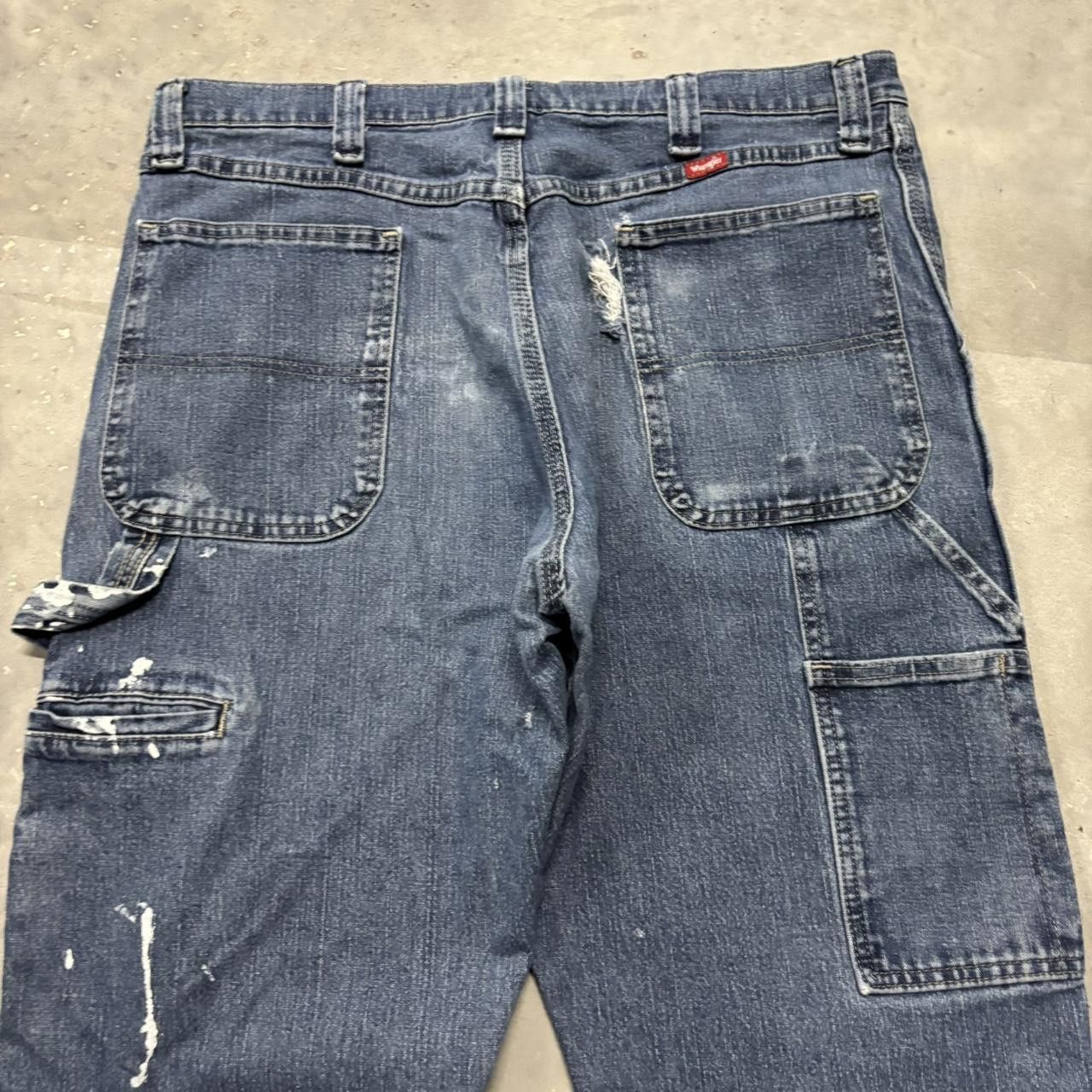 Japanese Brand × Vintage Crazy Vintage Y2K/2000s Dark Wash Workwear Carpenter Denim Jeans! Size US 36 / EU 52 - 6 Thumbnail