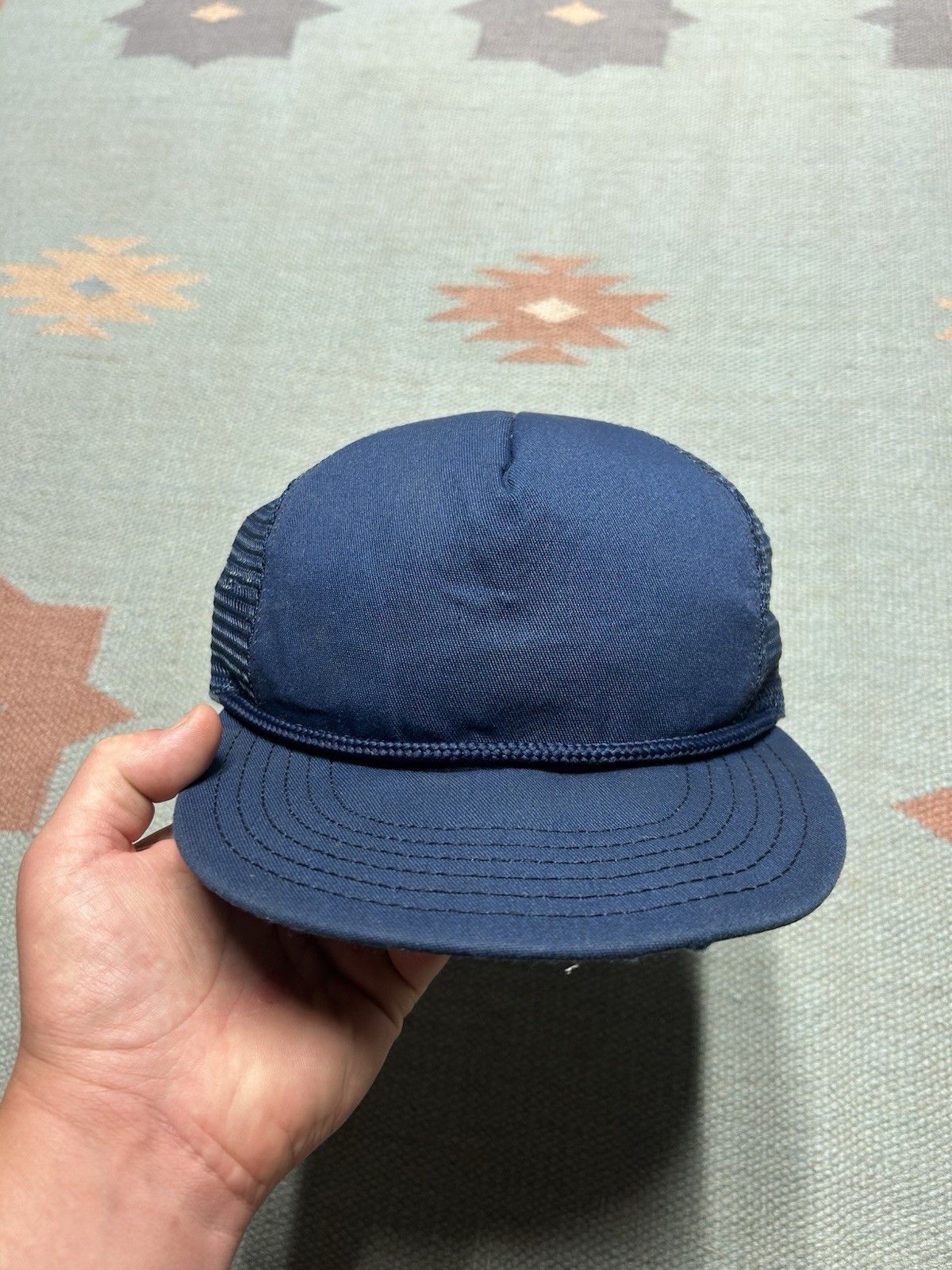 Vintage Vintage 80s trucker hat blank navy blue made in USA SnapBack Size ONE SIZE - 2 Thumbnail