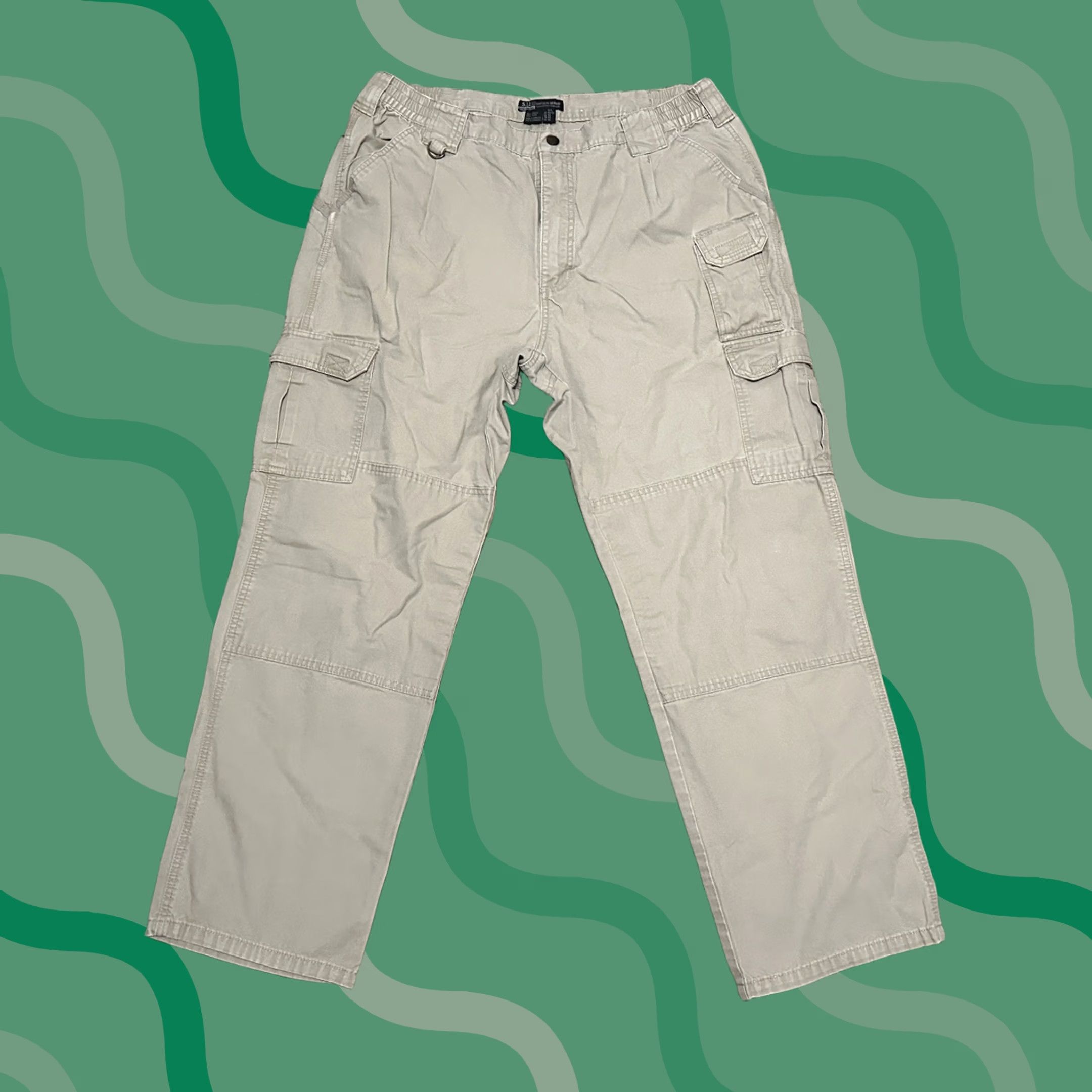 Vintage 5.11 Tactical Pants Mens 40x32 Khaki RipStop Cargo Utility Outdoor Hiking Beige Flat Front Regular Fit Comfort Pockets Mens Army USA Size US 40 / EU 56 - 1 Thumbnail