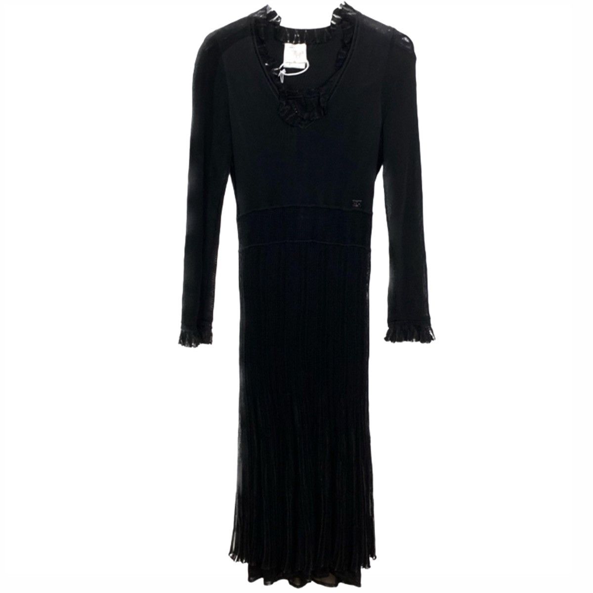 Chanel Chanel V-neck Fringed Slim-fit Knit Long Sleeve Dress K26WX Size S / US 4 / IT 40 - 1 Thumbnail