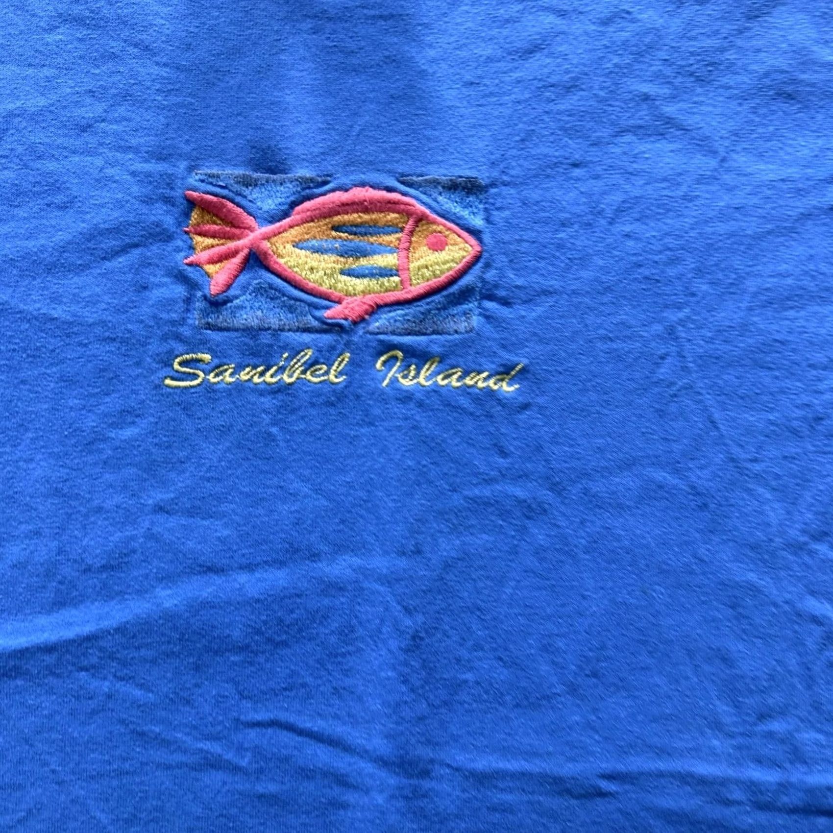 Anvil VTG Sanibel Island Fish Anvil Shirt Mens M Blue Embroidered Crewneck Cotton Size US M / EU 48-50 / 2 - 2 Thumbnail