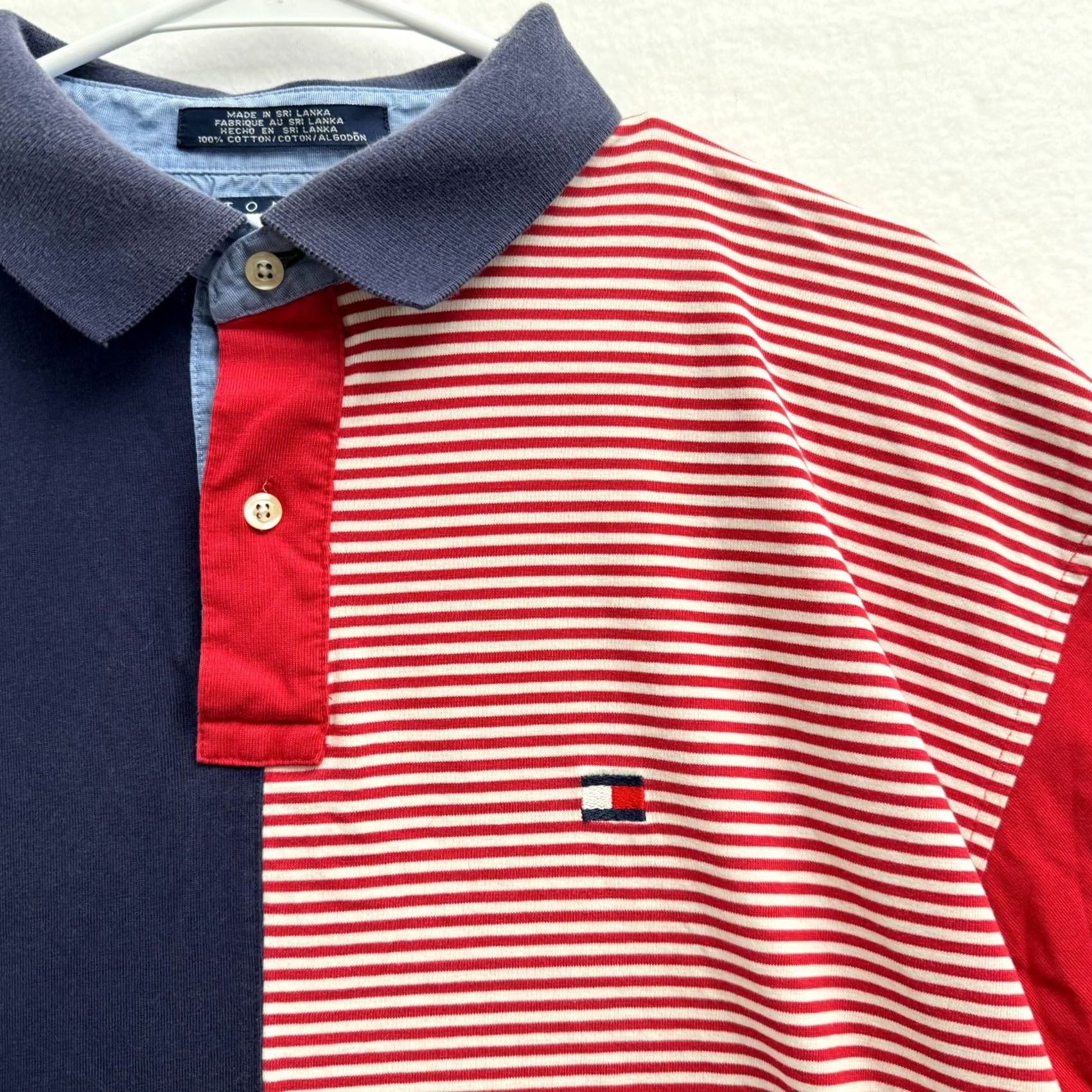 Tommy Hilfiger VINTAGE Tommy Hilfiger Polo Shirt Men XL Striped Two Tone 90s Hip Hop Blue Red White Size US XL / EU 56 / 4 - 2 Thumbnail