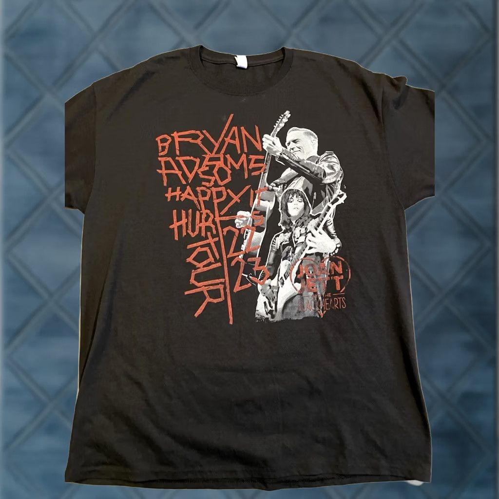 Jerzees BRYAN ADAMS So Happy It Hurts 2023 Tour Concert T Shirt Joan Jett XL Men Black Short Sleeve Crew Neck Shirt Size US XL / EU 56 / 4 - 1 Thumbnail