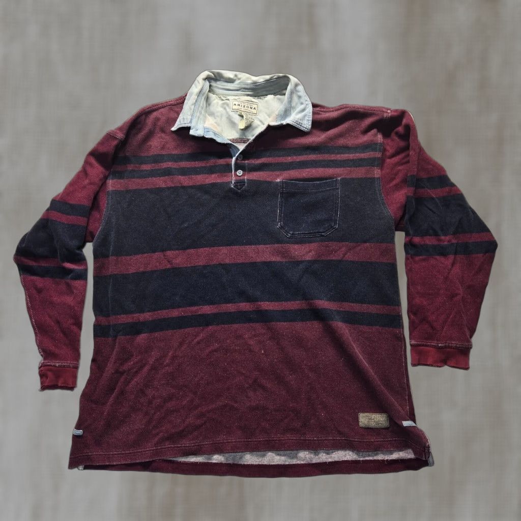 Vintage VINTAGE Arizona Jean Co. Red Distressed Collar Sweater Mens XL 90s Pullover Size US XL / EU 56 / 4 - 1 Thumbnail