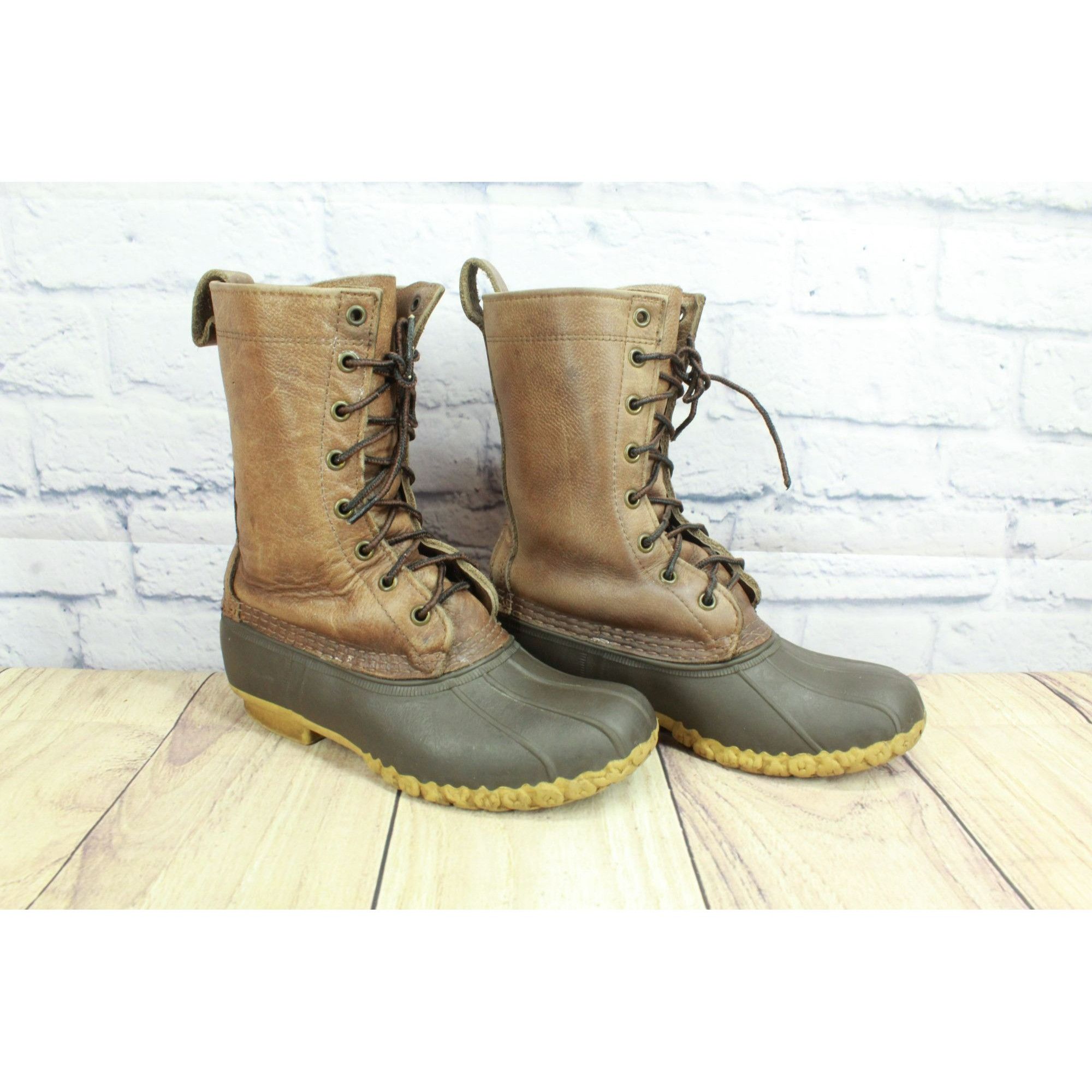 L.L. Bean × Leather LL Bean Women's Unlined Mid Calf Hunting Duck Boots Size US 6 / IT 36 - 3 Thumbnail