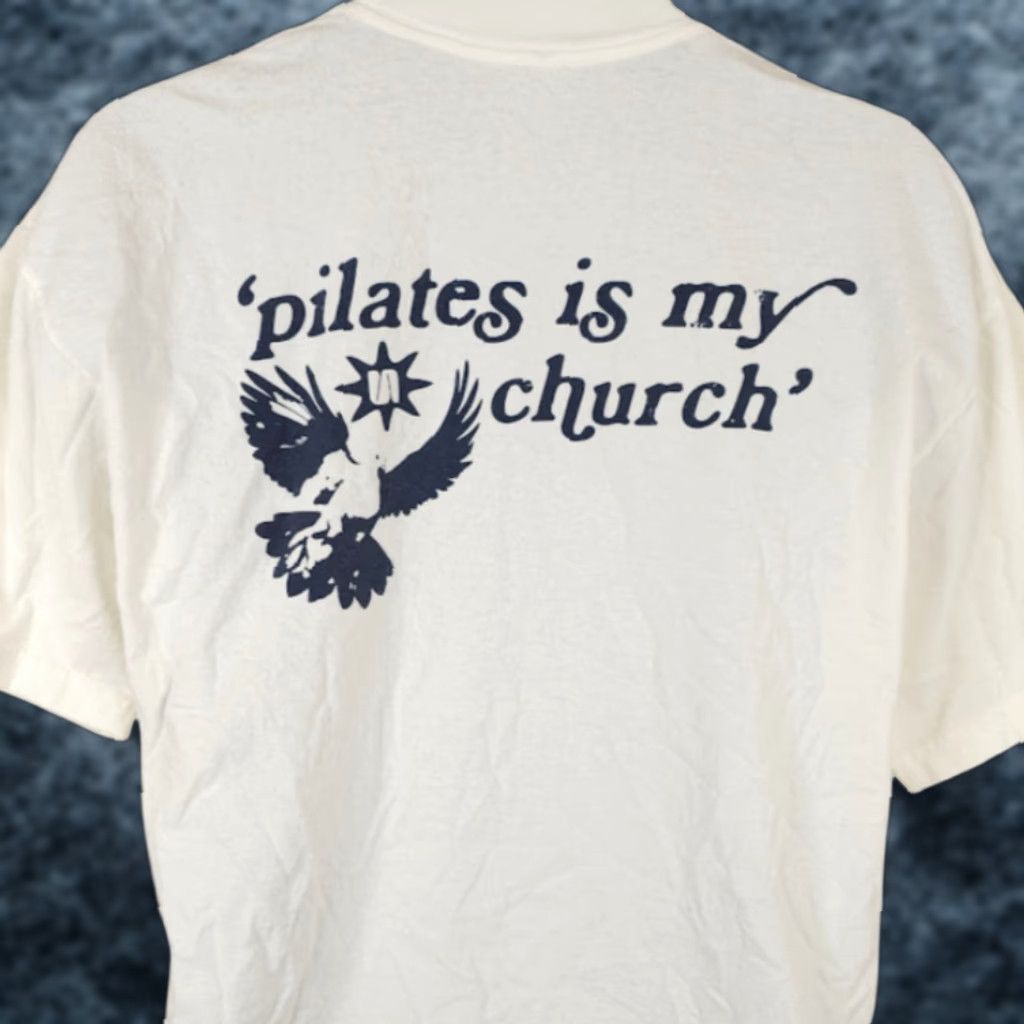 Los Angeles Apparel Pilates Is My Church Shirt Mens Size Large White Made In USA Sunday Service Size US L / EU 52-54 / 3 - 1 Thumbnail