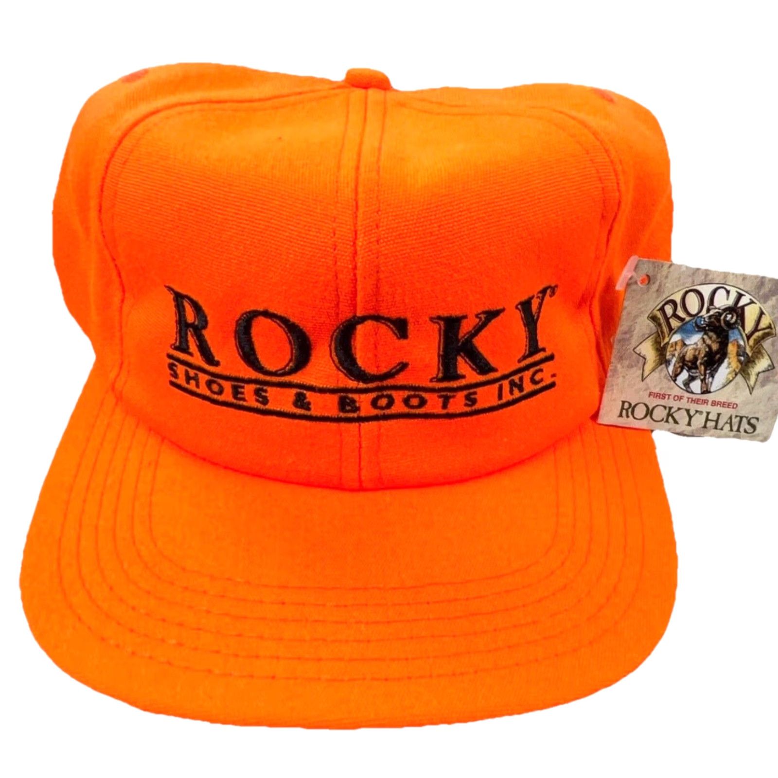 Vintage VINTAGE Rocky Boots Hat Cap Snapback Trucker Hunting Blaze Orange 90s Y2K Mens Size 44L - 2 Thumbnail