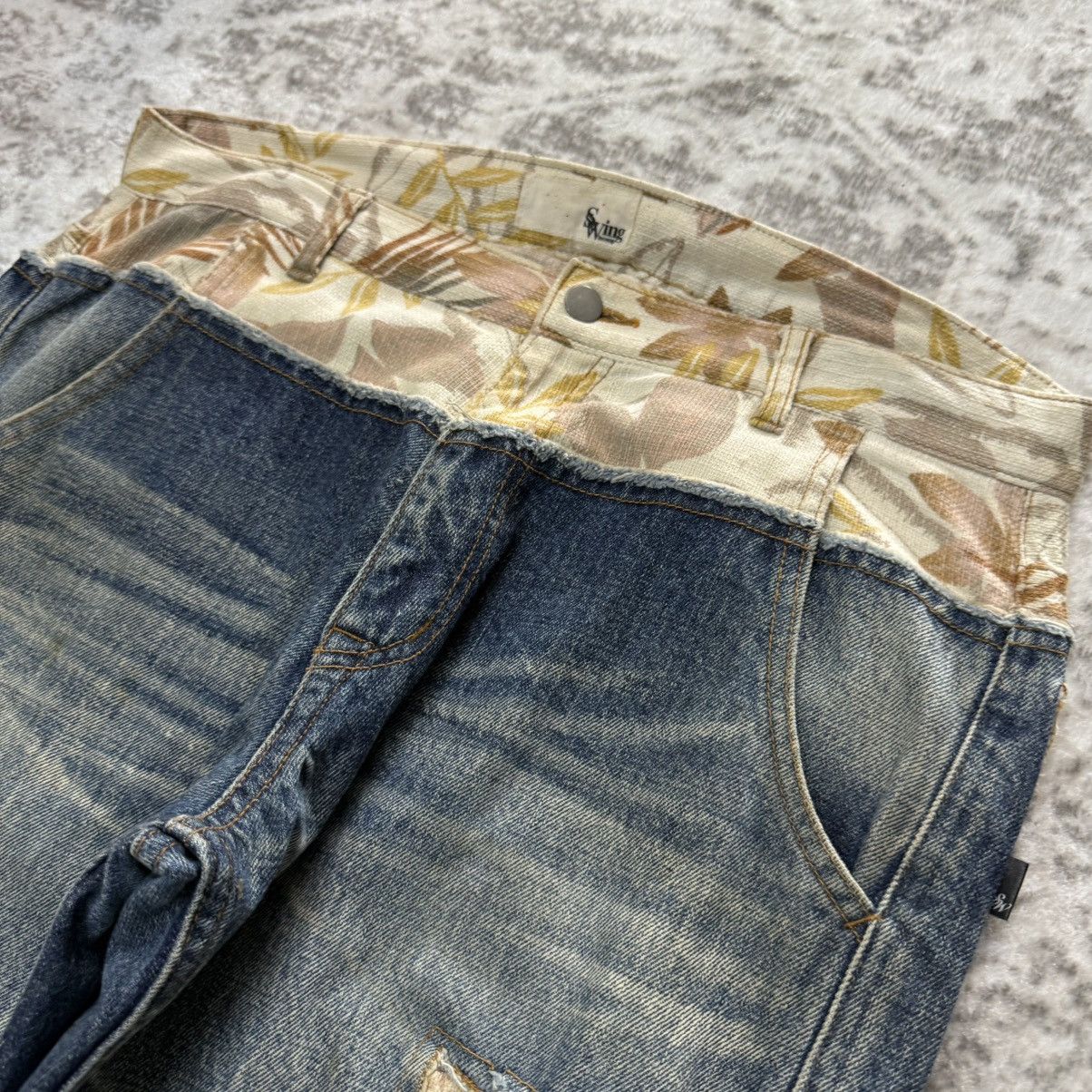 Japanese Brand Swing Incomp Japan Hybrid Cut And Sew Cargo Denim Jeans Size US 34 / EU 50 - 6 Thumbnail