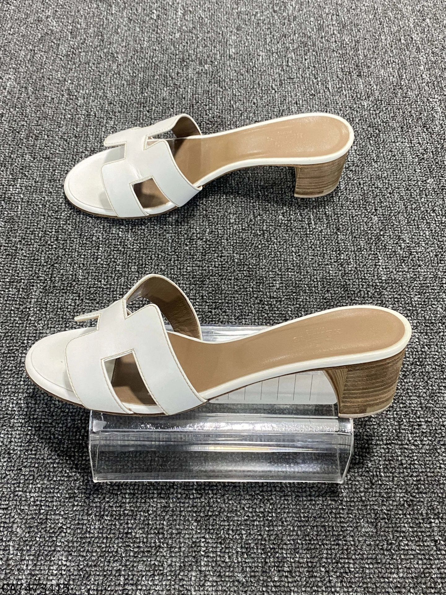 Hermes HERMES white high heel slippers size 37.5 98 new Size US 6.5 / IT 36.5 - 3 Thumbnail